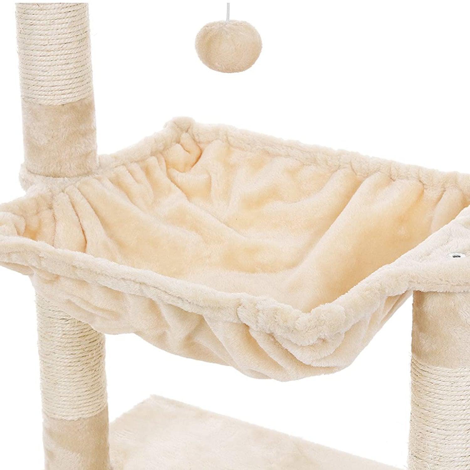 Mala grebalica za mačke s plišanim, visećim krevetićem visine, 70 cm, bež | FEANDREA | FEANDREA-vitahome.hr