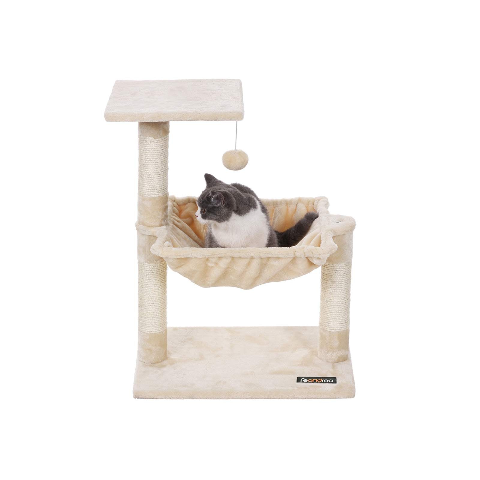 Mala grebalica za mačke s plišanim, visećim krevetićem visine, 70 cm, bež | FEANDREA | FEANDREA-vitahome.hr