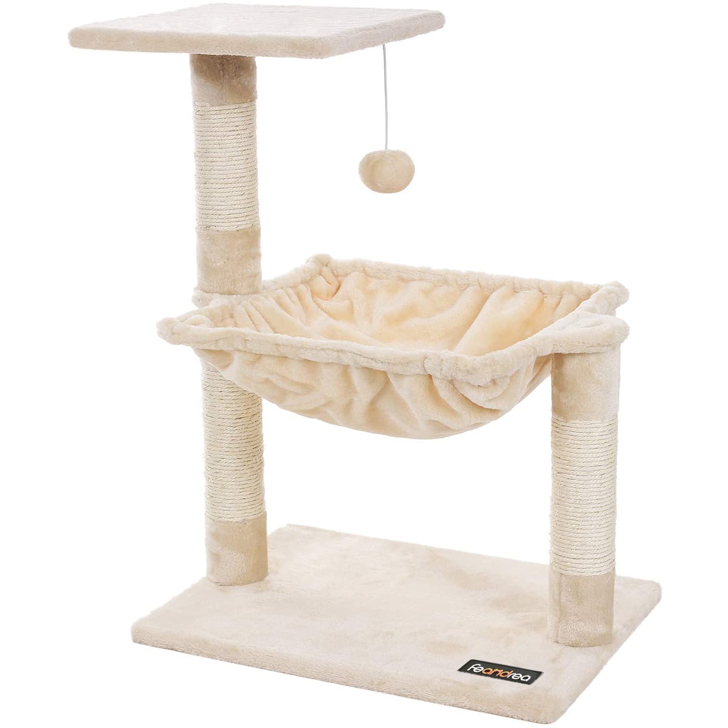 Mala grebalica za mačke s plišanim, visećim krevetićem visine, 70 cm, bež | FEANDREA | FEANDREA-vitahome.hr