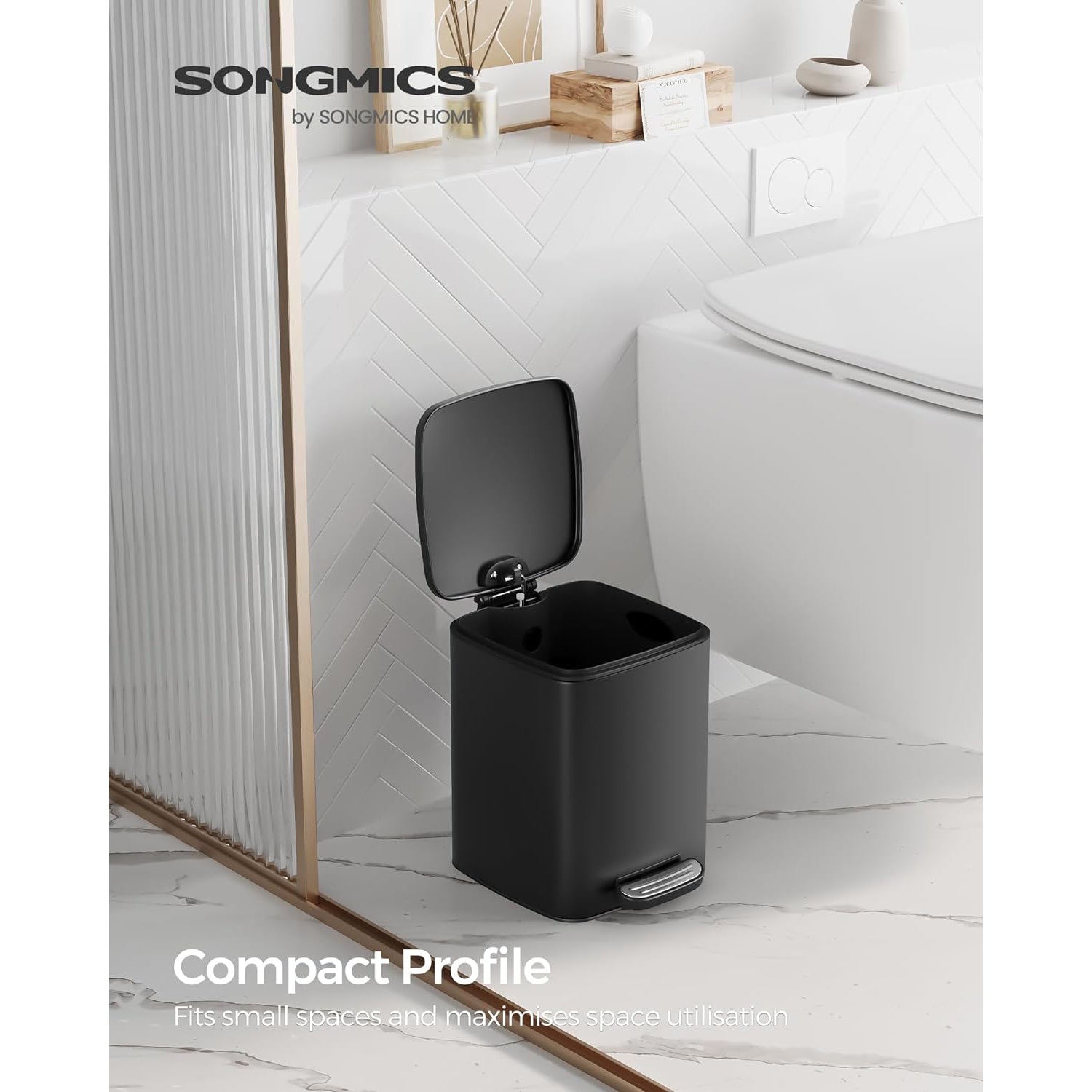 Mala kanta za odpatke za kupaonicu/WC, kapaciteta 6L, crne boje | SONGMICS-vitahome.hr