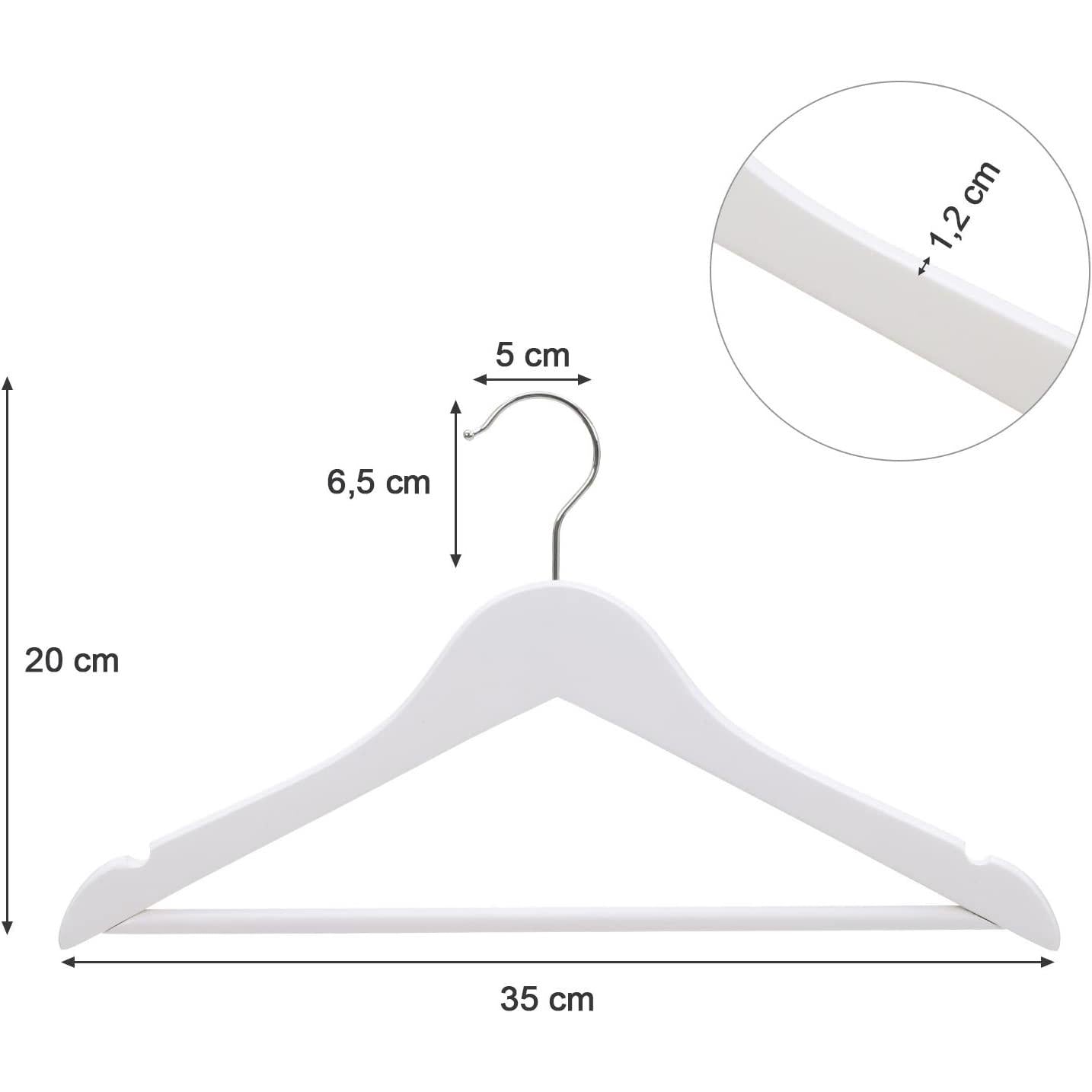 Mala vješalica 35 cm, Vješalice za dječju odjeću, pakiranje od 20 kom, bijele | SONGMICS-vitahome.hr