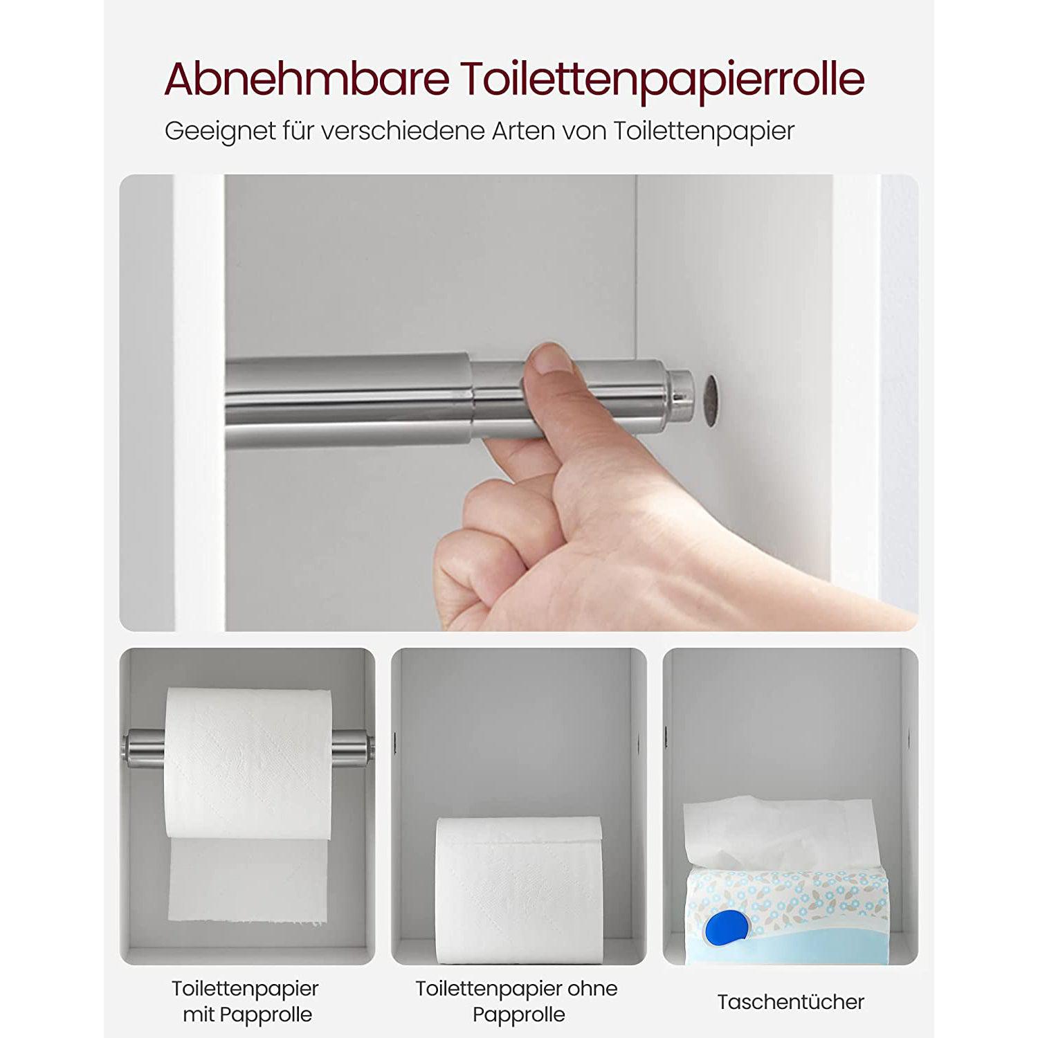 Mali kupaonski ormarić s držačem za WC papir, 20 x 76,7 x 18 cm, bijeli | VASAGLE-vitahome.hr