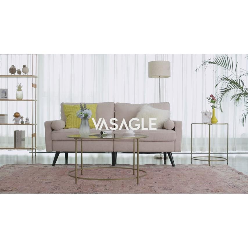Mali metalni stolić zlatne boje od kaljenog stakla 50 x 50 x 54,8 cm | VASAGLE-vitahome.hr