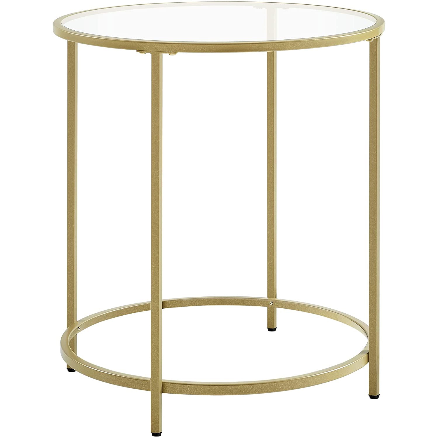 Mali metalni stolić zlatne boje od kaljenog stakla 50 x 50 x 54,8 cm | VASAGLE-vitahome.hr