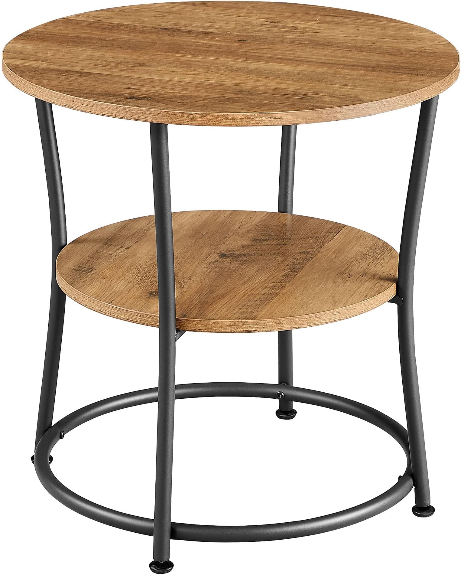 Mali okrugli stolić s policom, promjer 55 cm x visina 55 cm, smeđe crni