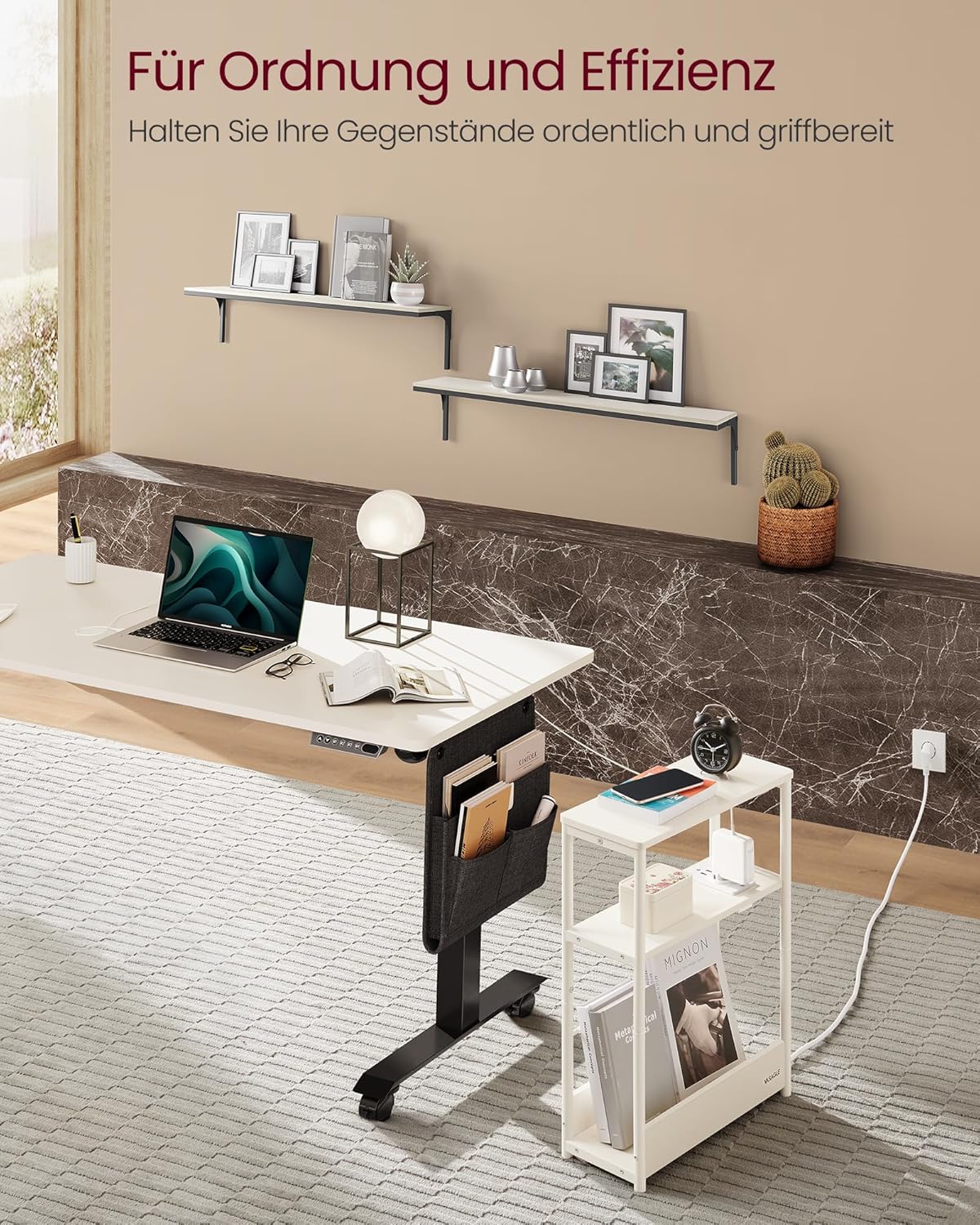 Mali pstolić s funkcijom punjenja, 18 x 45 x 58 cm, krem bijele boje | VASAGLE-VASAGLE-Vita Home