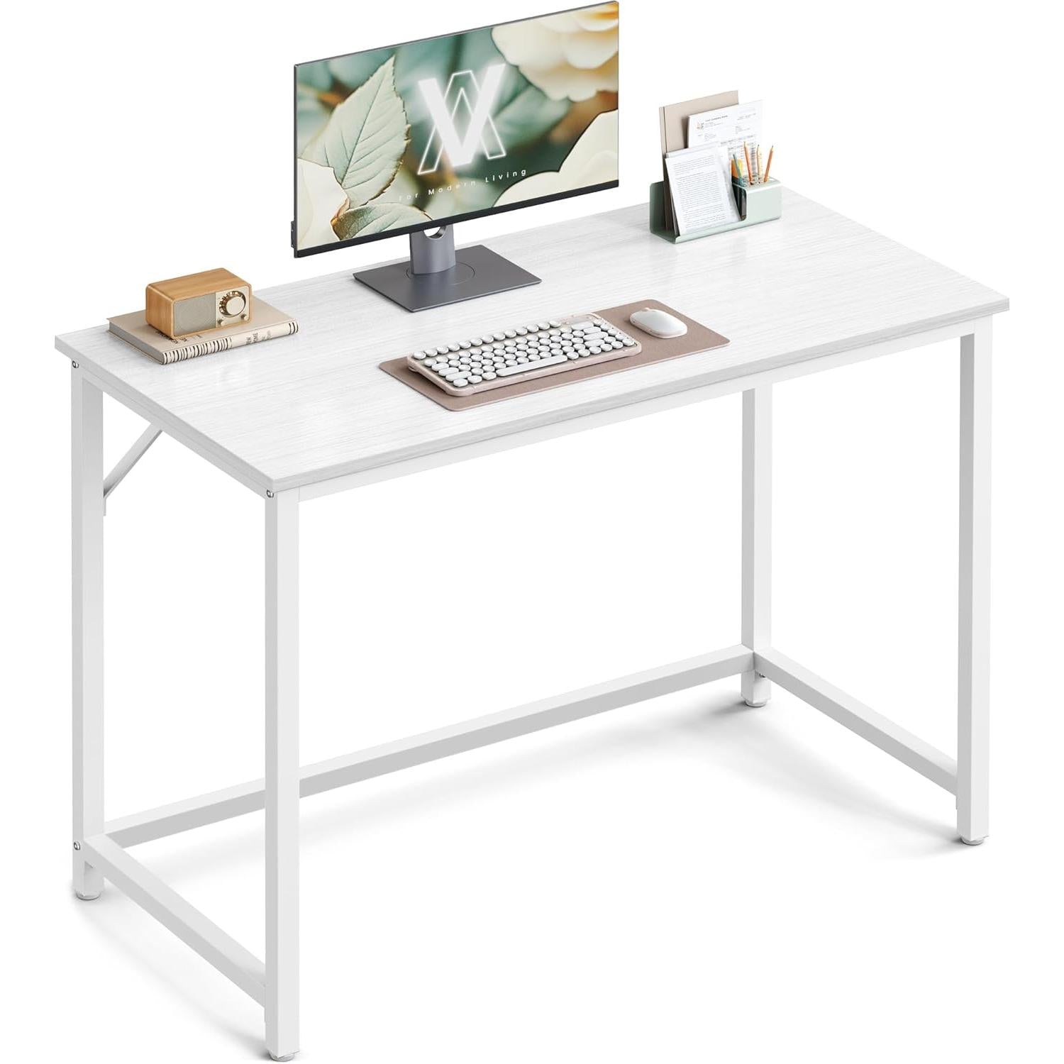 Mali radni stol, metalni okvir, 50 x 100 x 76 cm, javor bijele boje-VASAGLE-Vita Home