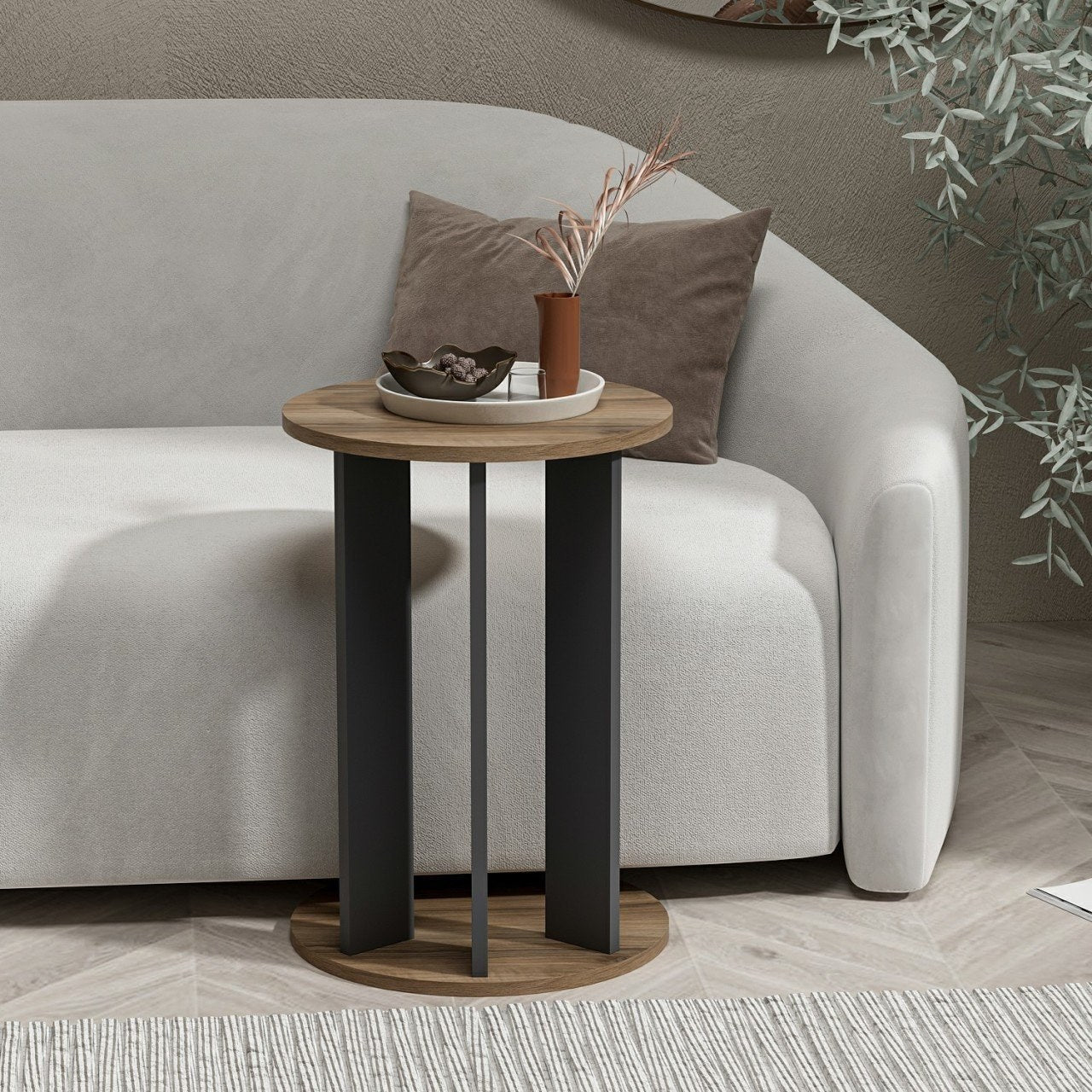 Mali stolić Ema - Walnut, Anthracite | AG-vitahome.hr