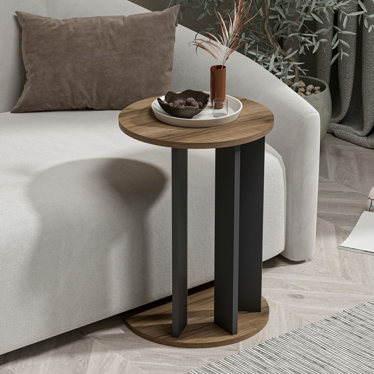 Mali stolić Ema - Walnut, Anthracite | AG-vitahome.hr
