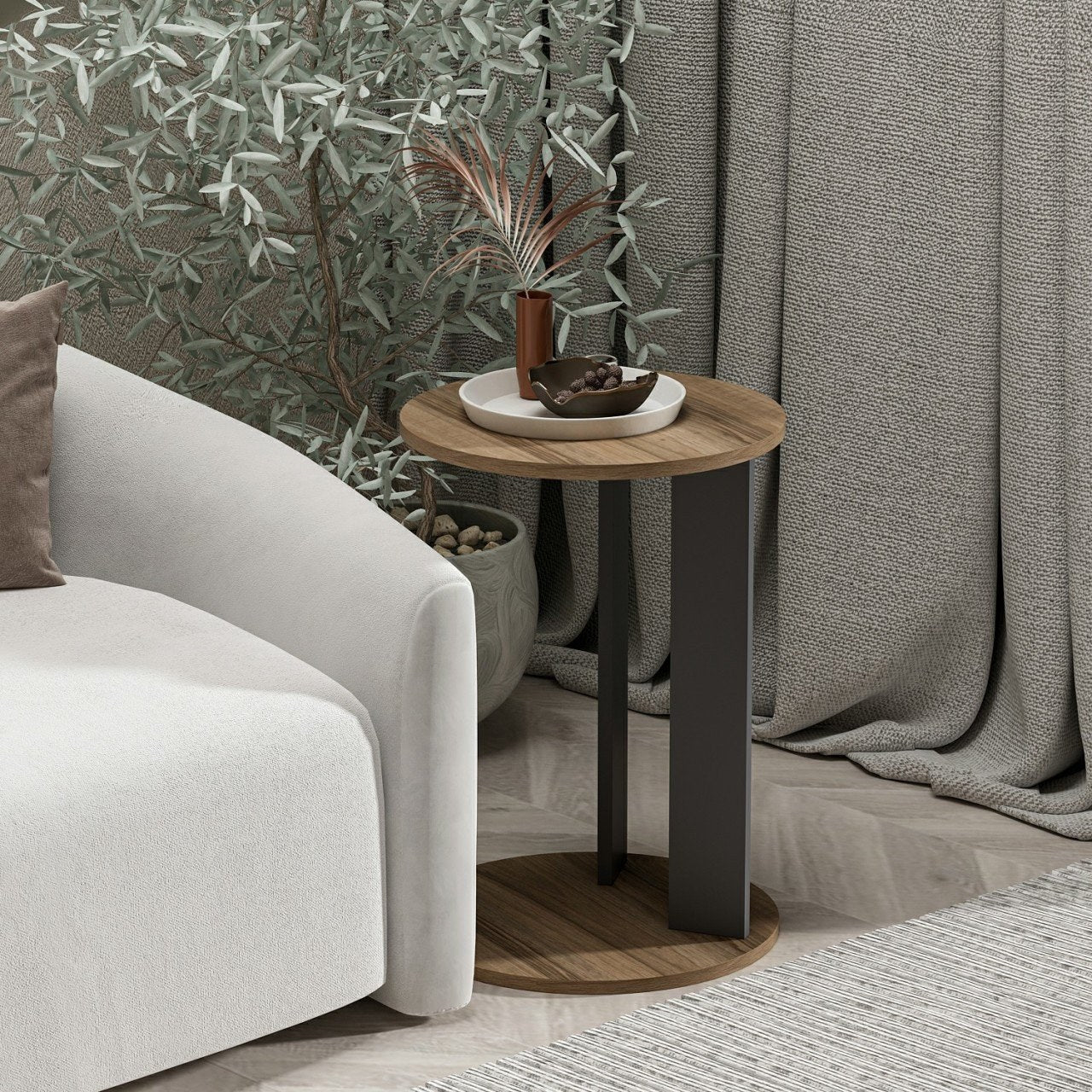 Mali stolić Ema - Walnut, Anthracite | AG-vitahome.hr