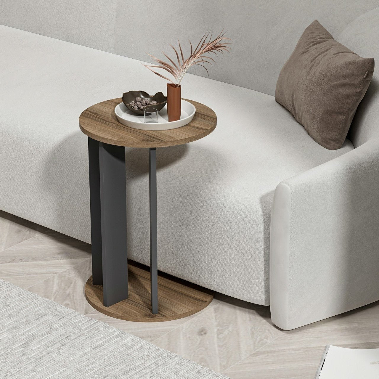 Mali stolić Ema - Walnut, Anthracite | AG-vitahome.hr