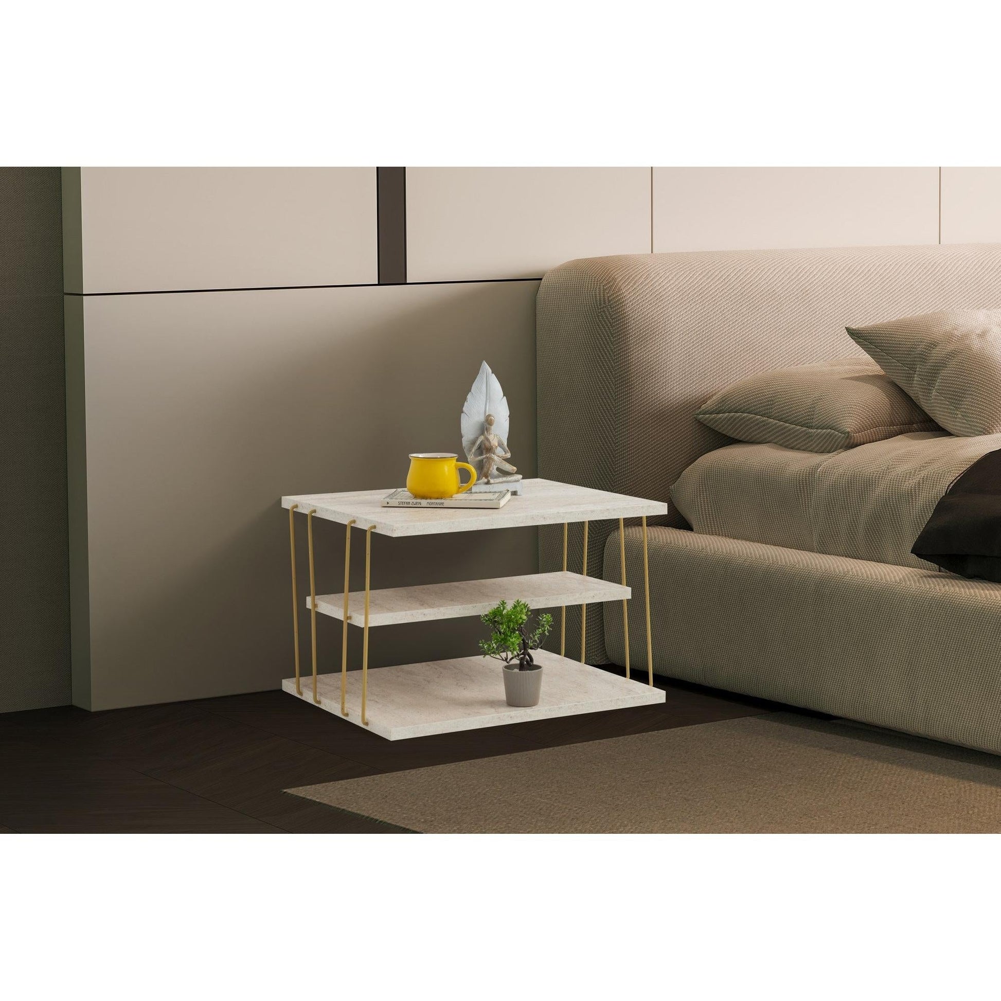 Mali stolić Lifon - Gold, Travertine | AG-vitahome.hr