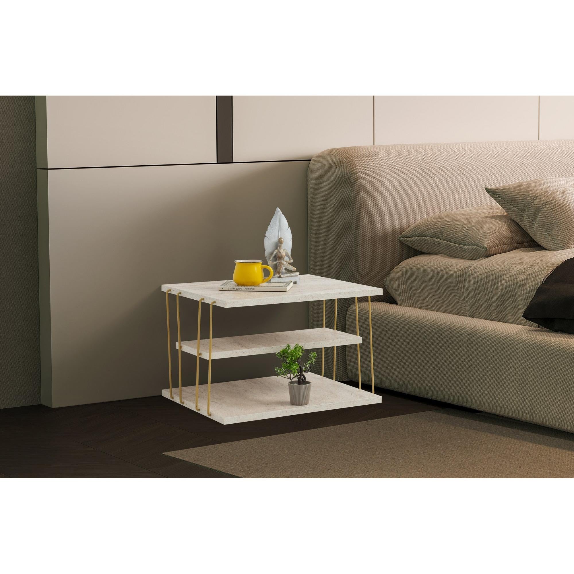 Mali stolić Lifon - Gold, Travertine | AG-vitahome.hr