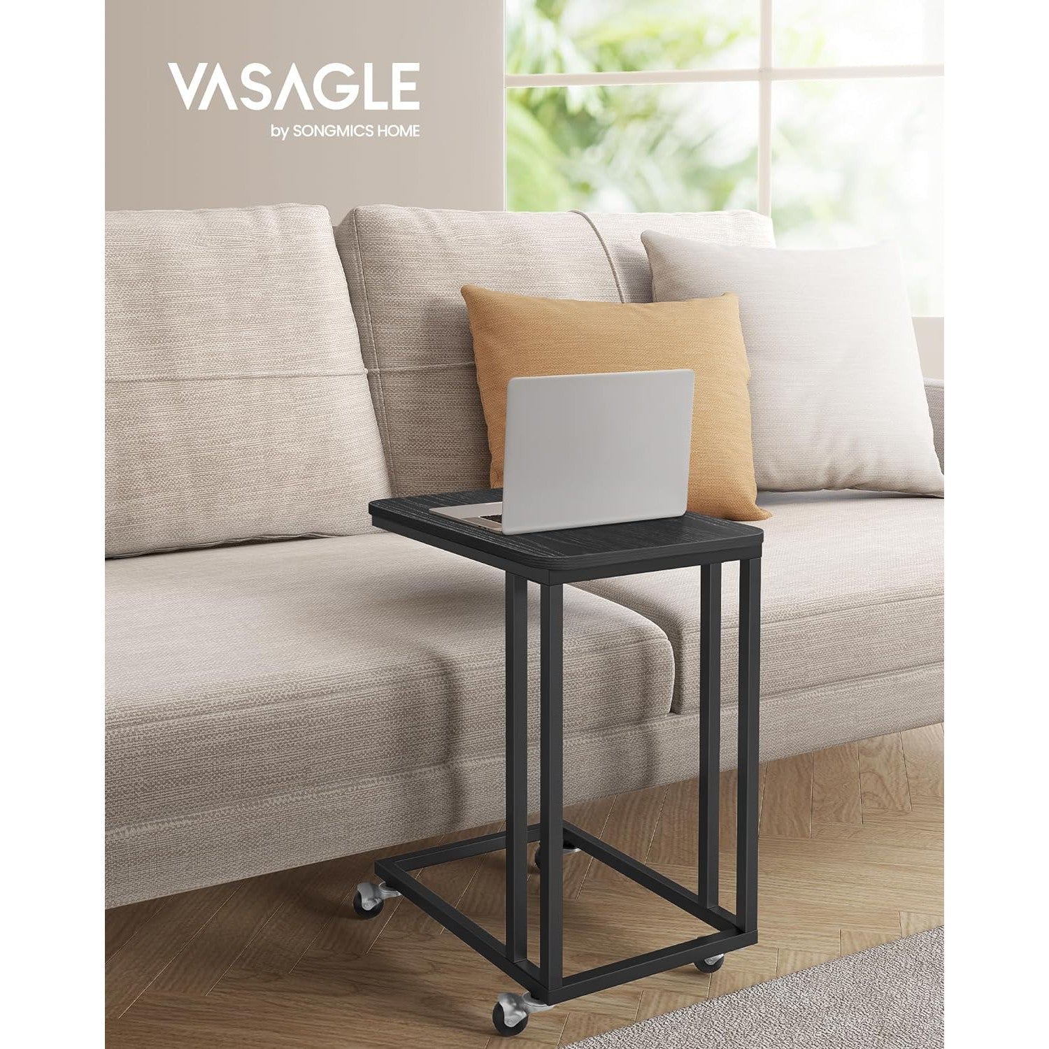 Mali stolić na kotače za kavu ili laptop, 35 x 50 x 60 cm, crne boje | VASAGLE-vitahome.hr