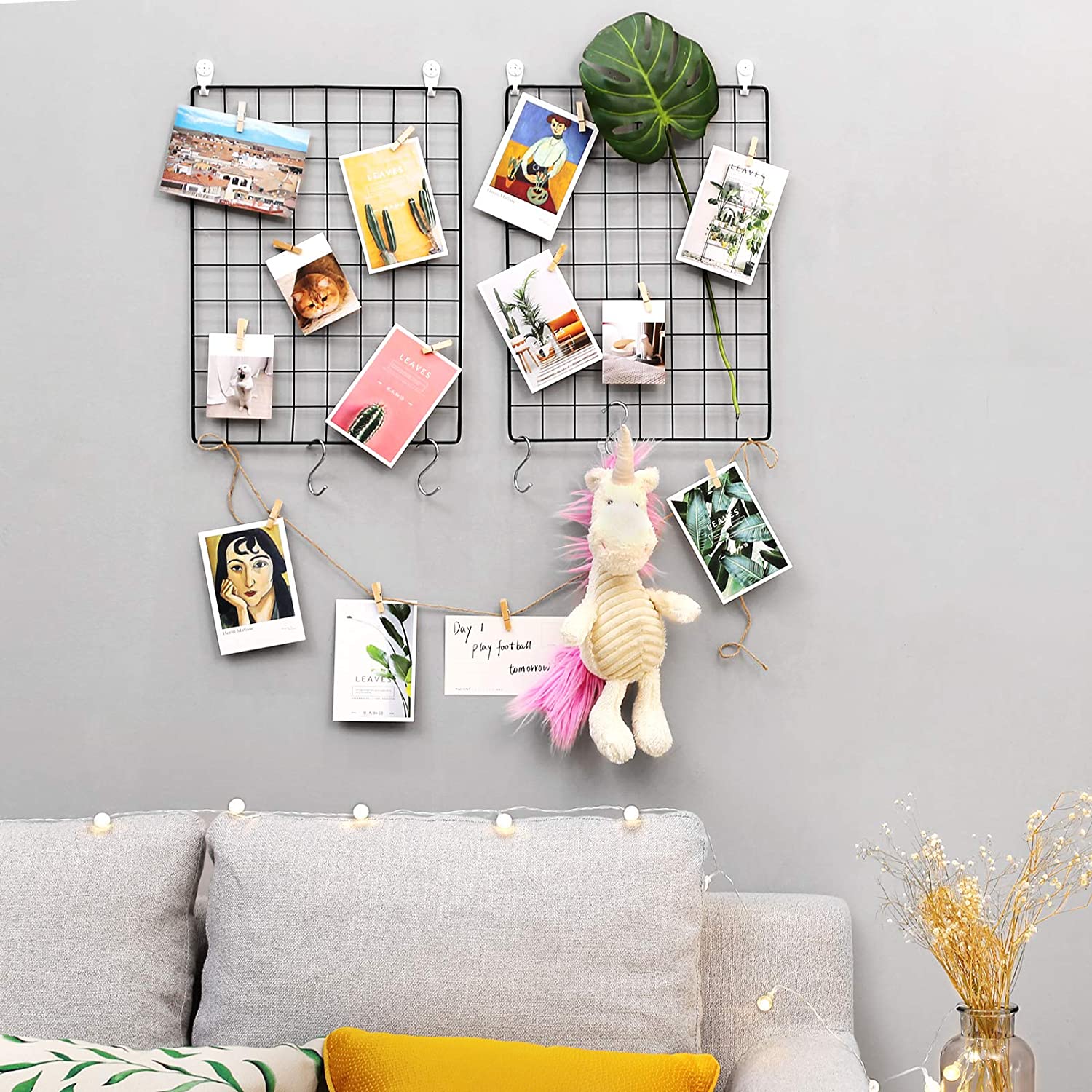 Metalna mrežasta zidna dekoracija 2 kom, 42 x 31 cm, crne boje | SONGMICS-vitahome.hr