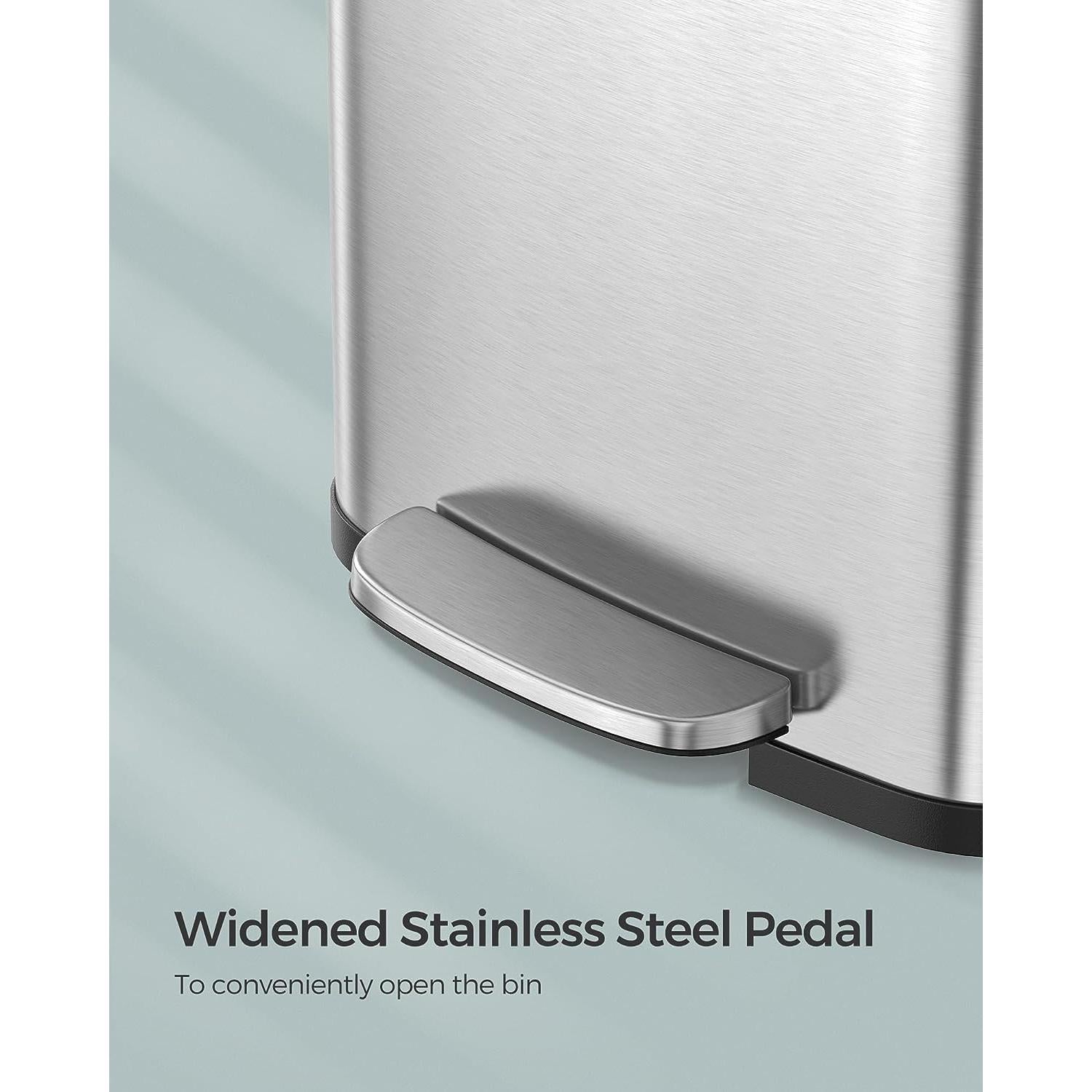 Metalna pedalna kanta s poklopcem, 68l, 40,5 x 35 x 77 cm, srebrno-crna | SONGMICS-vitahome.hr