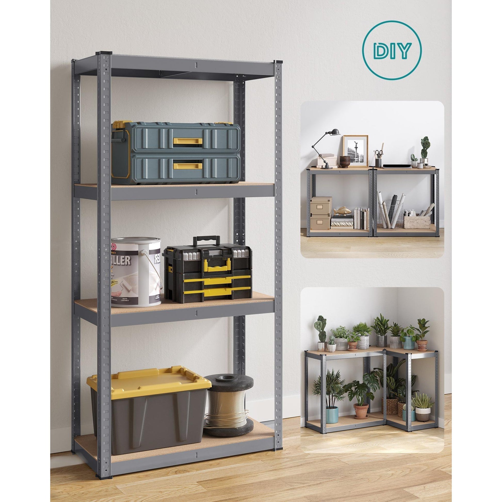 Metalna polica na 4 razine, 40 x 80 x 160 cm, nosivost 520 kg, sive boje | SONGMICS-vitahome.hr