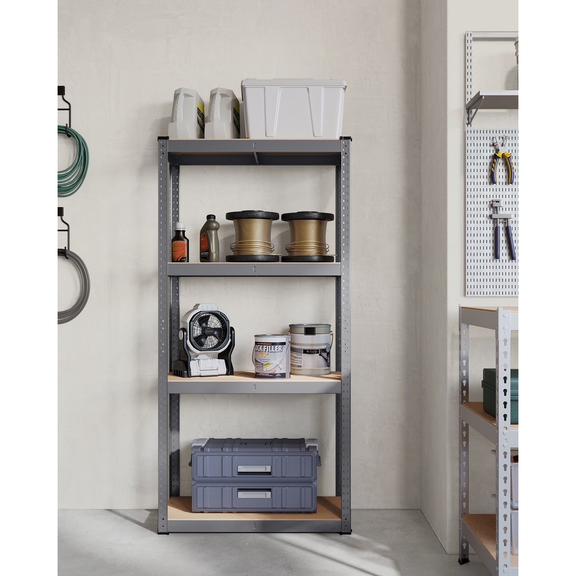 Metalna polica na 4 razine, 40 x 80 x 160 cm, nosivost 520 kg, sive boje | SONGMICS-vitahome.hr