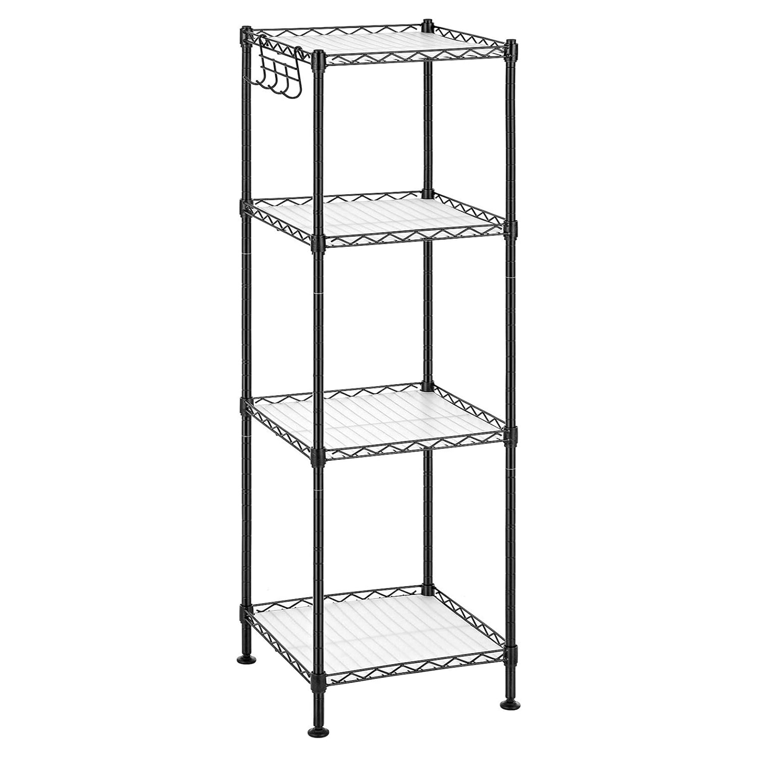 Metalna polica na 4 razine s kukama, nosivost do 80 kg, 30x30x102 cm, crna |SONGMICS | SONGMICS-vitahome.hr