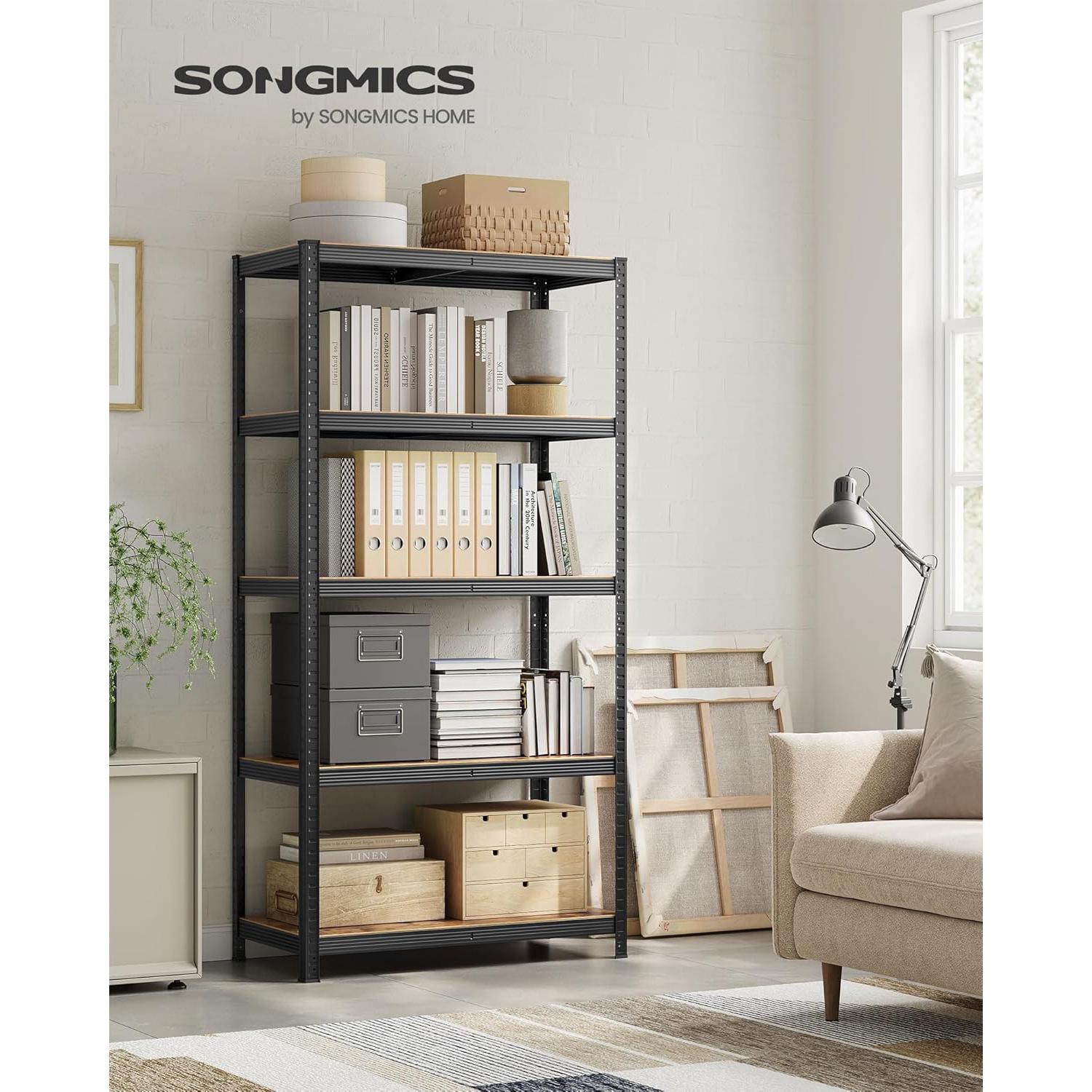 Metalna polica na 5 razina, 60 x 120 x 200 cm, nosivost 750 kg, crno-smeđa | SONGMICS-vitahome.hr