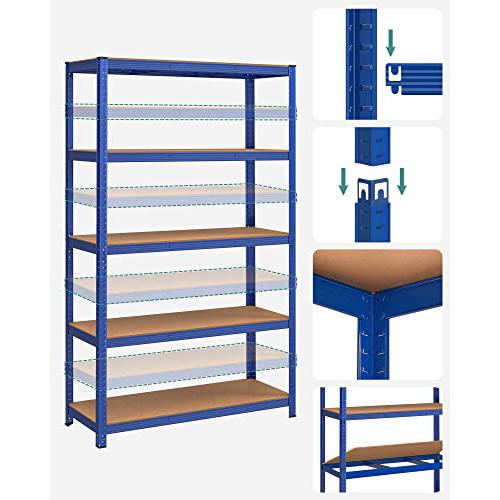 Metalna polica na 5 razina, 60 x 120 x 200 cm, nosivost 750 kg, plave boje | SONGMICS-vitahome.hr