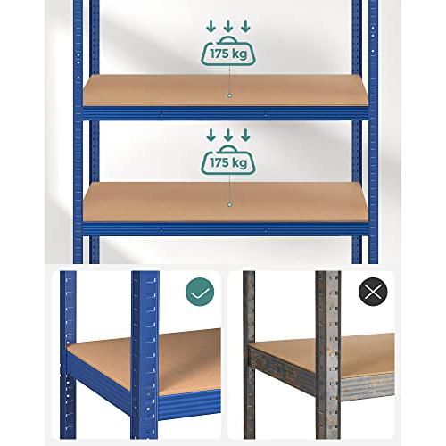 Metalna polica na 5 razina, 60 x 120 x 200 cm, nosivost 750 kg, plave boje | SONGMICS-vitahome.hr