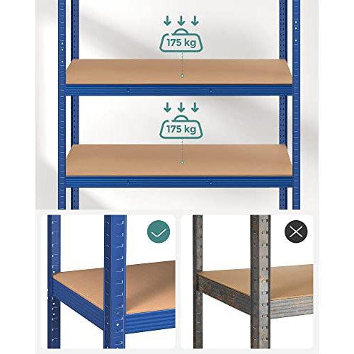 Metalna polica na 5 razina, 60 x 120 x 200 cm, nosivost 750 kg, plave boje | SONGMICS-vitahome.hr