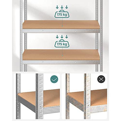 Metalna polica na 5 razina, 60 x 120 x 200 cm, nosivost 750 kg, srebrne boje | SONGMICS-vitahome.hr