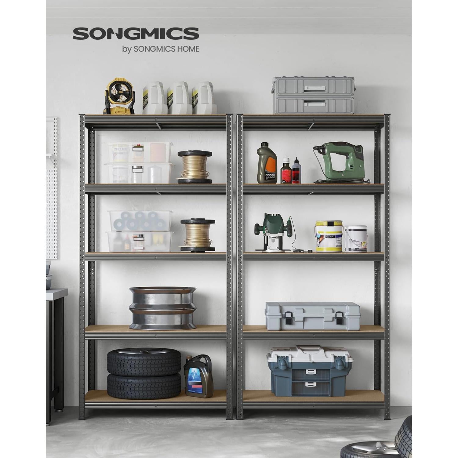 Metalna polica na 5 razina, nosivost 600 kg, 50 x 100 x 200 cm, siva | SONGMICS-vitahome.hr