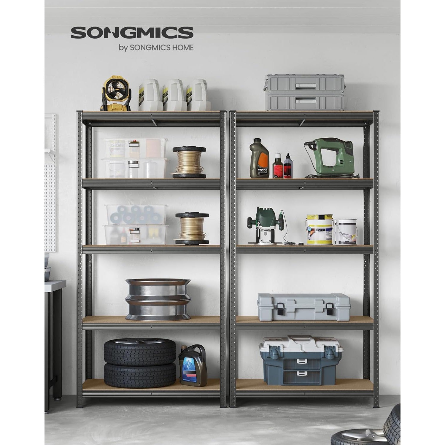 Metalna polica na 5 razina, nosivost 600 kg, 50 x 100 x 200 cm, siva | SONGMICS-vitahome.hr