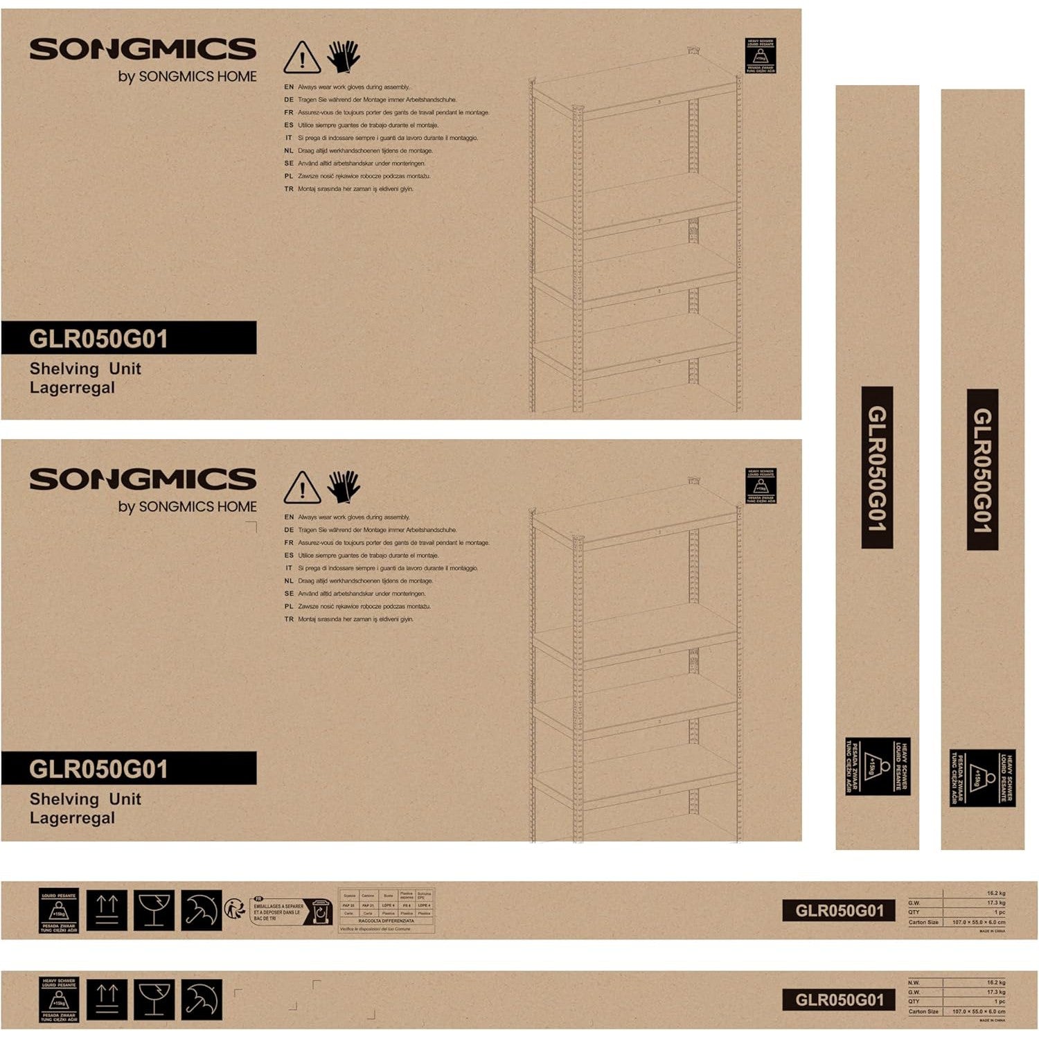 Metalna polica na 5 razina, nosivost 600 kg, 50 x 100 x 200 cm, siva | SONGMICS-vitahome.hr