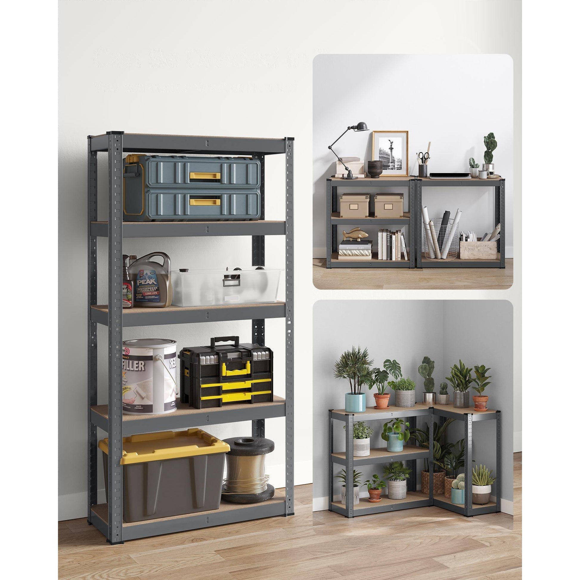 Metalna polica na 5 razina, nosivosti 650 kg, 30 x 75 x 150 cm, tamno siva | SONGMICS-vitahome.hr