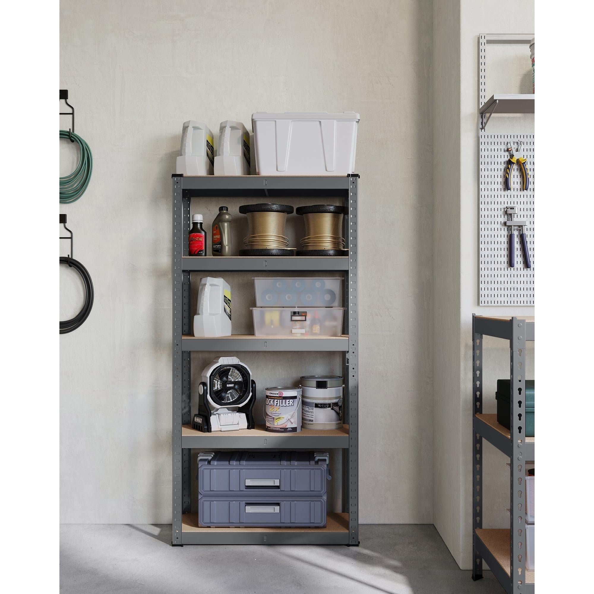 Metalna polica na 5 razina, nosivosti 650 kg, 30 x 75 x 150 cm, tamno siva | SONGMICS-vitahome.hr