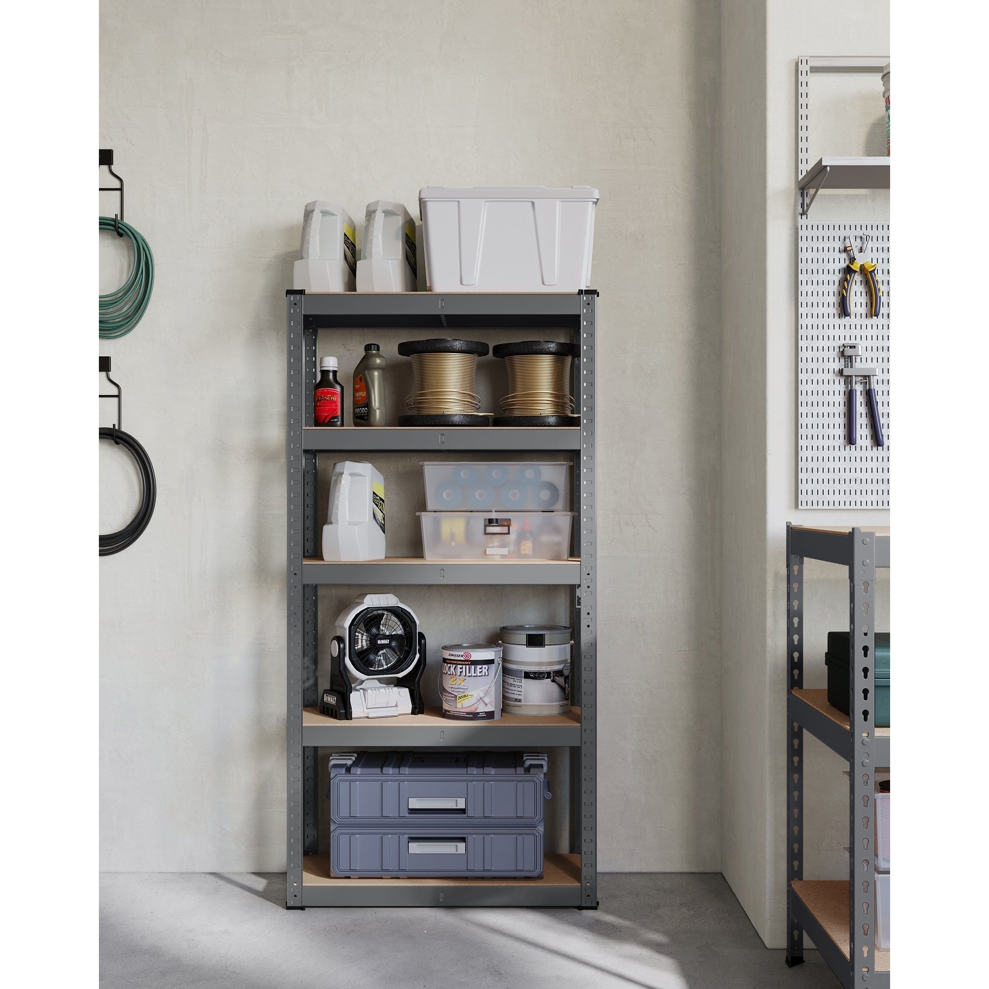 Metalna polica na 5 razina, nosivosti 650 kg, 30 x 75 x 150 cm, tamno siva | SONGMICS-vitahome.hr