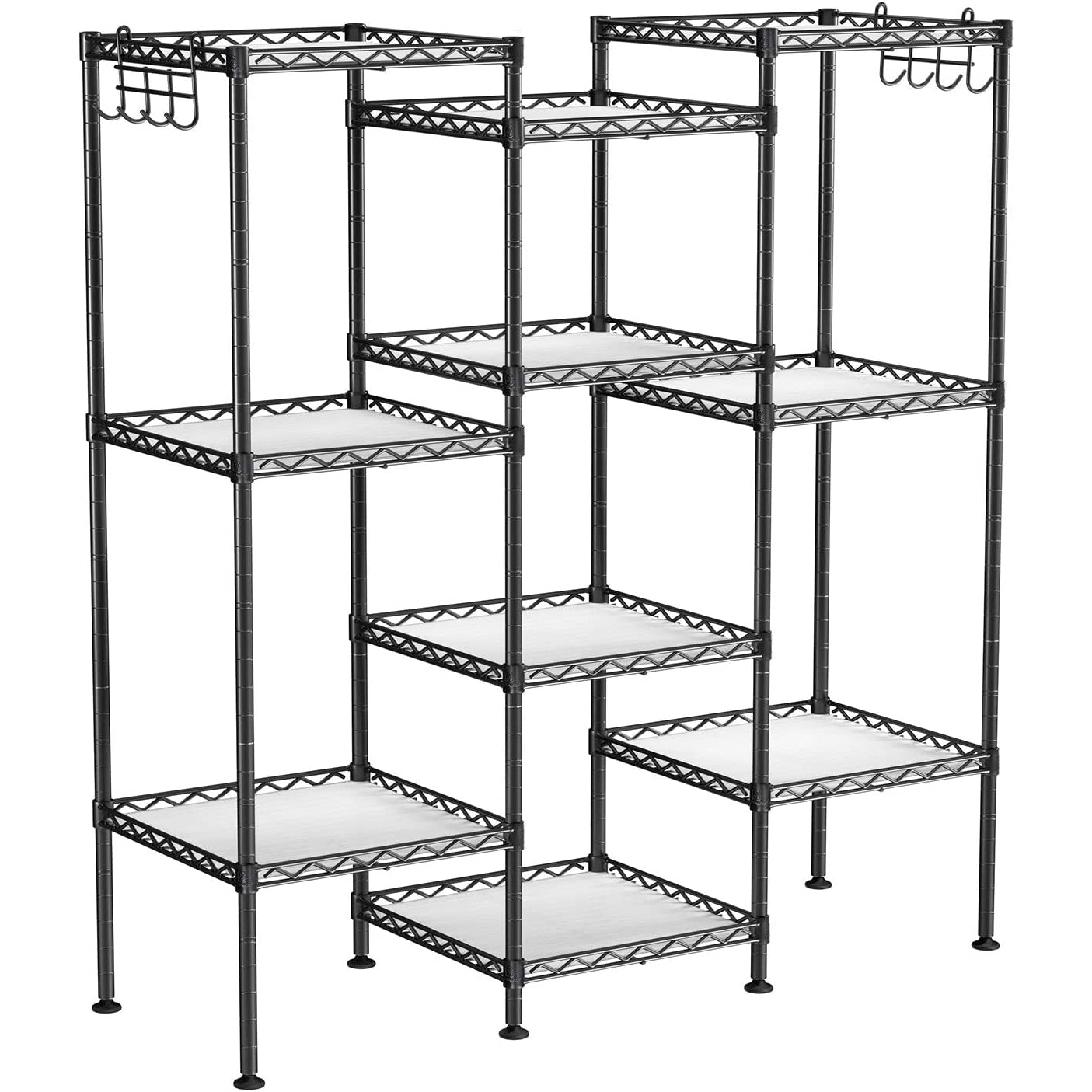 Metalna polica na 5 razina s kukama, nosivosti 100kg, 30x30x123,5 cm, crna | SONGMICS-vitahome.hr