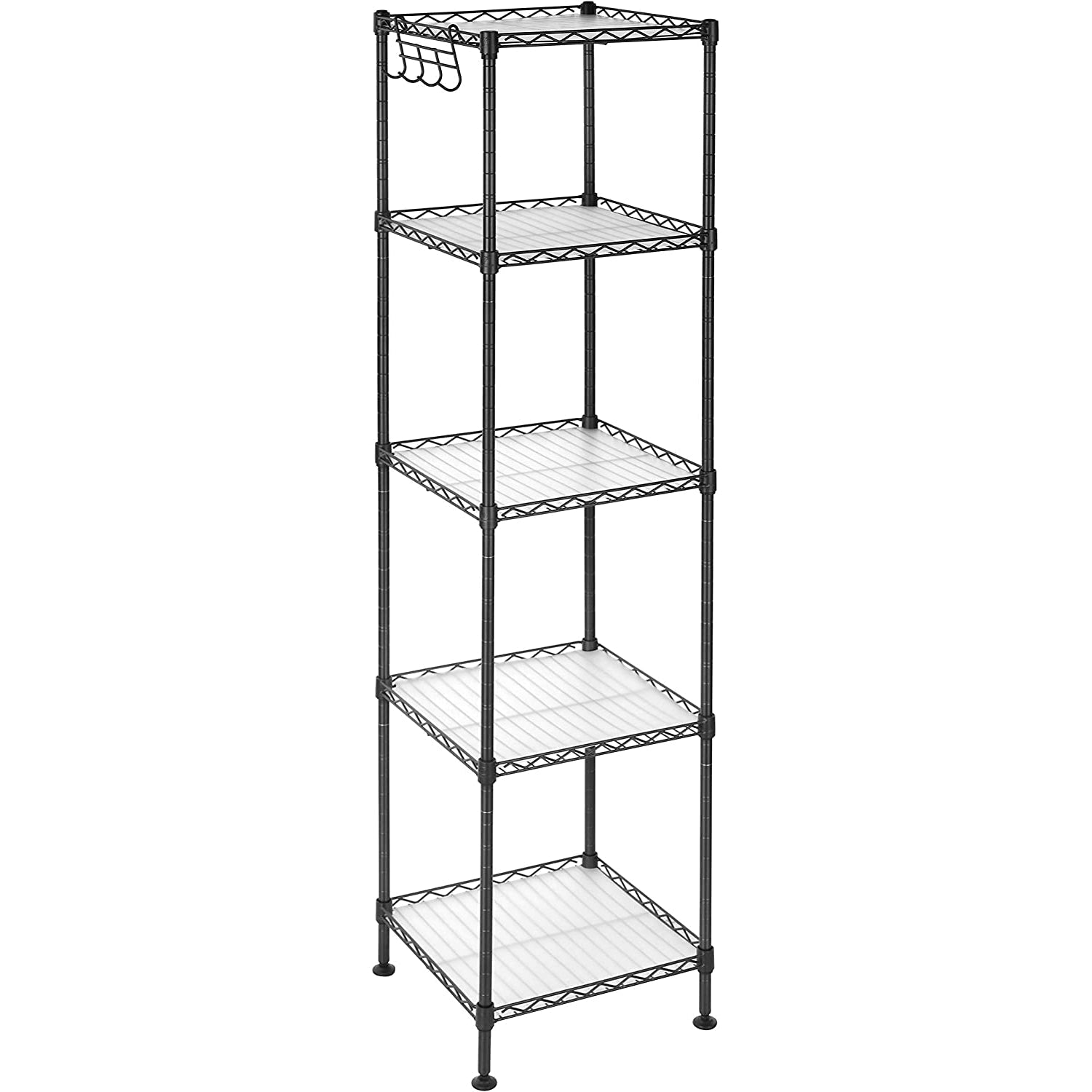 Metalna polica na 5 razina s kukama, nosivosti 100kg, 30x30x123,5 cm, crna | SONGMICS-vitahome.hr