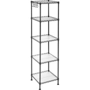 Metalna polica na 5 razina s kukama, nosivosti 100kg, 30x30x123,5 cm, crna | SONGMICS-vitahome.hr