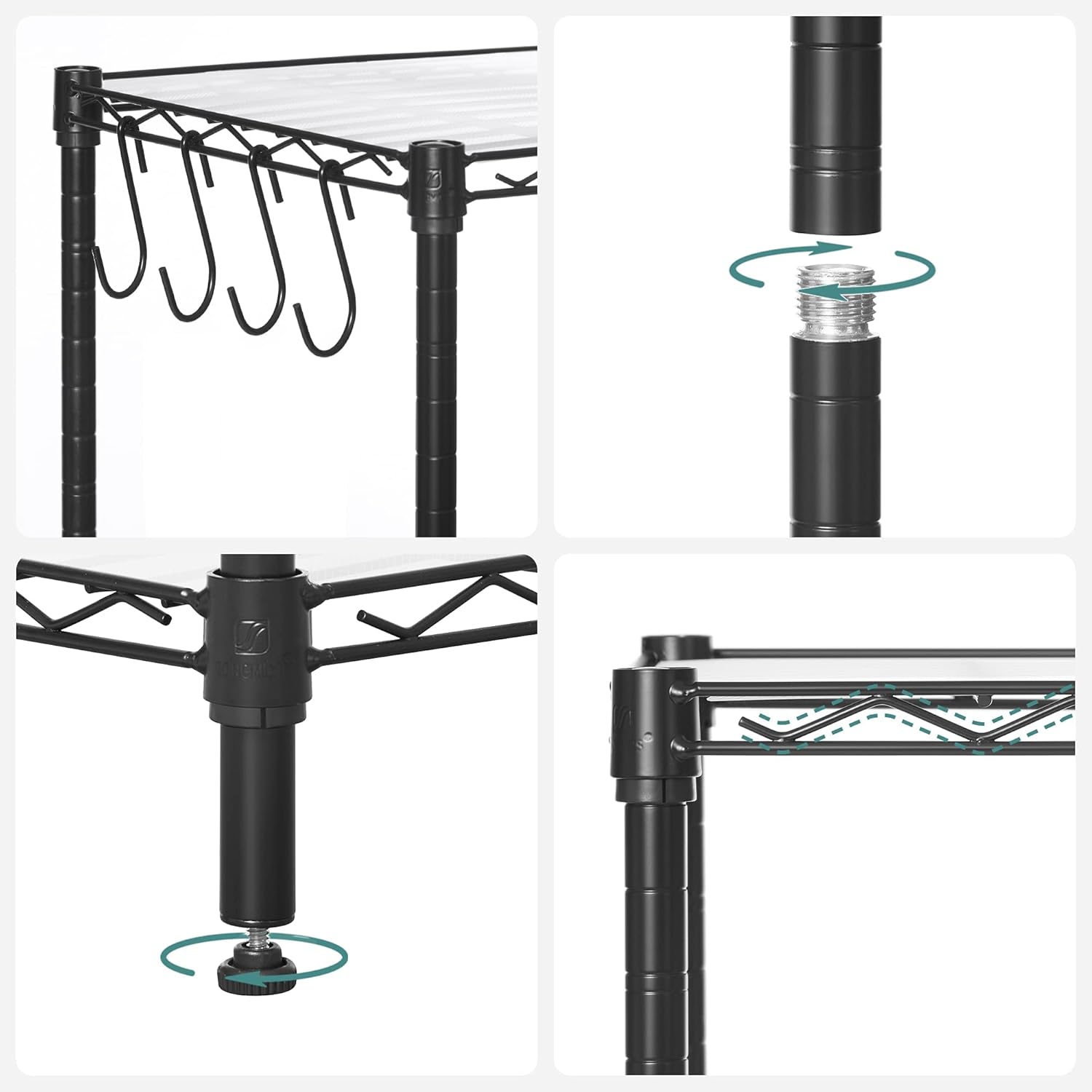 Metalna polica na 6 razina, podesive visine, 90 x 35 x 177 cm, crna | SONGMICS-vitahome.hr
