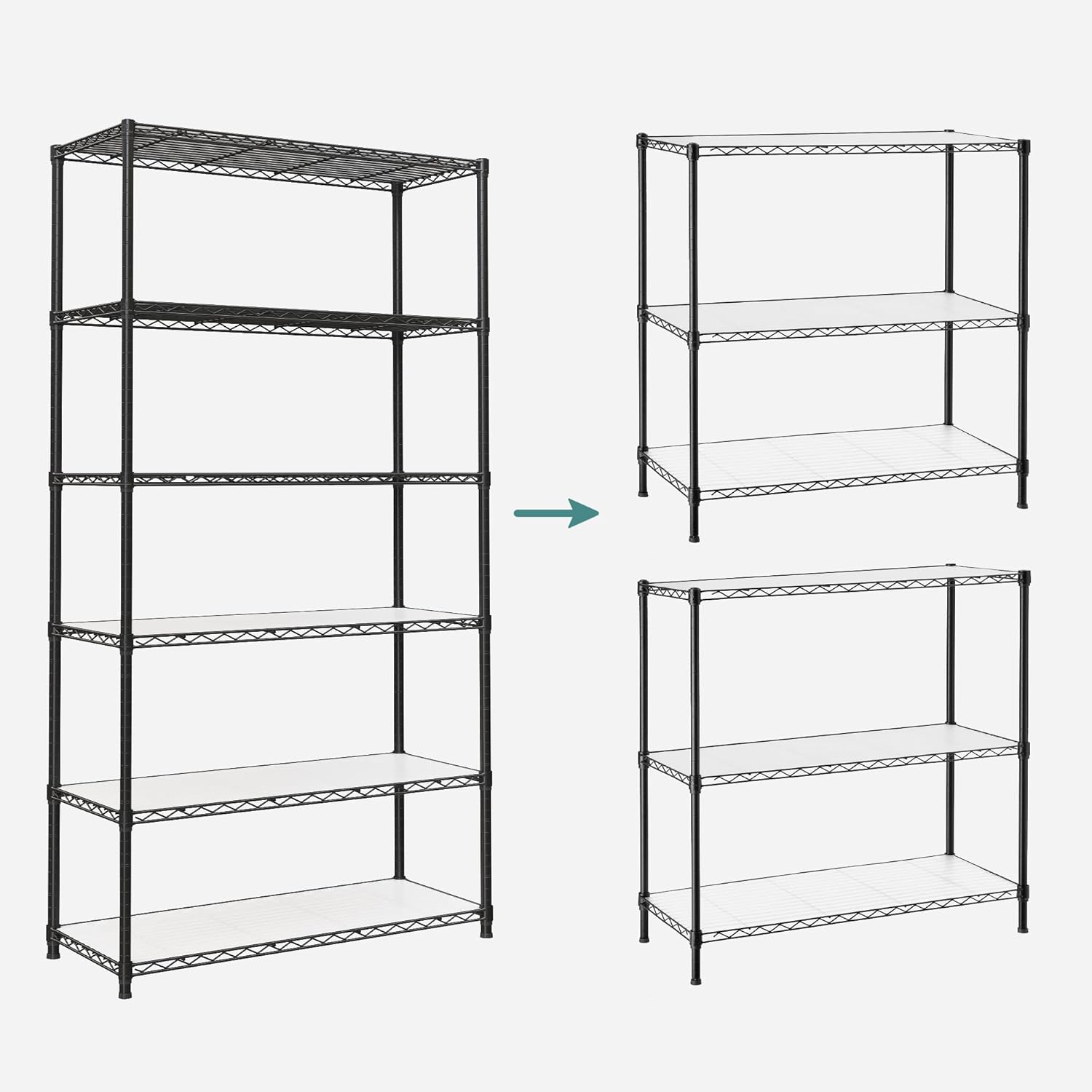 Metalna polica na 6 razina, podesive visine, 90 x 35 x 177 cm, crna | SONGMICS-vitahome.hr