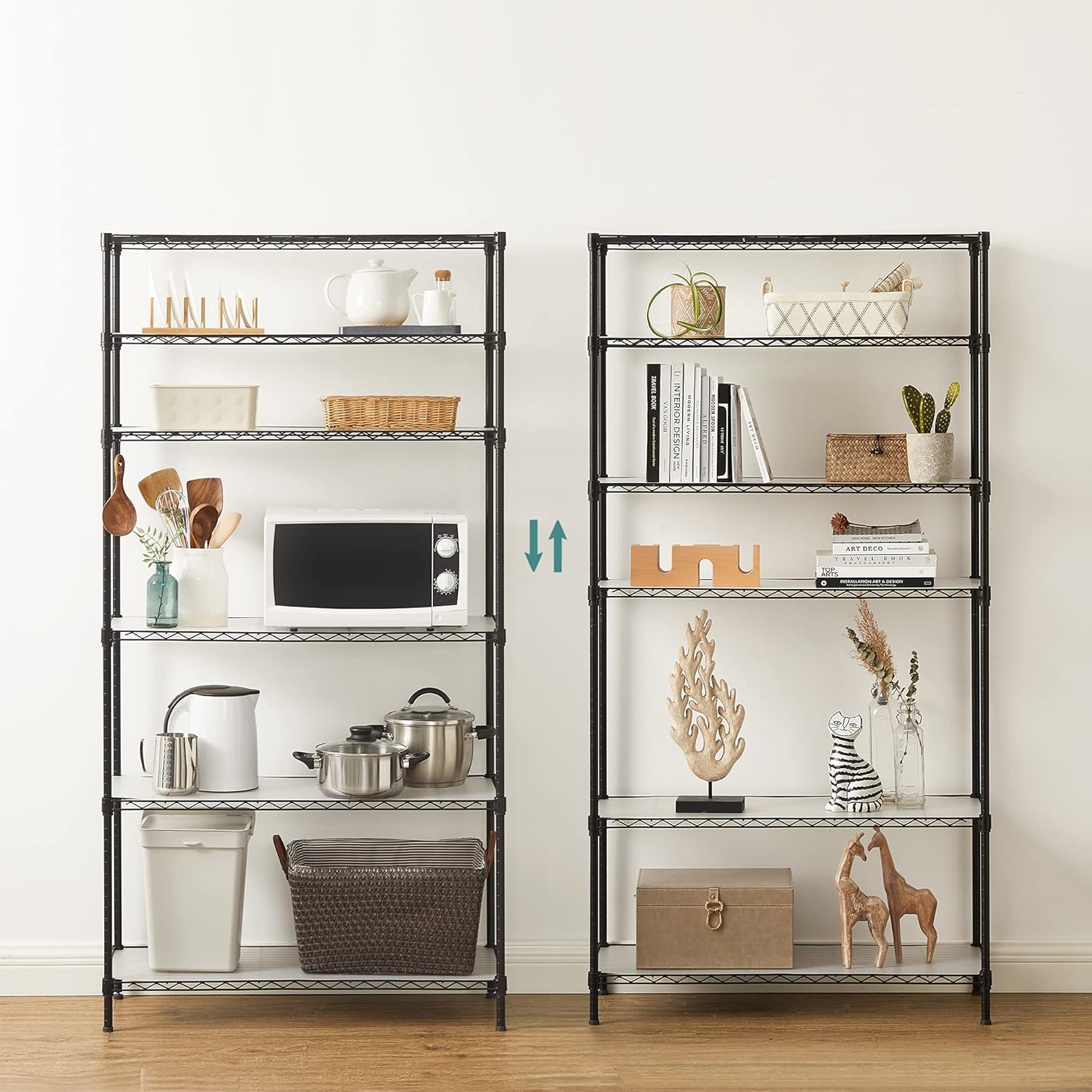 Metalna polica na 6 razina, podesive visine, 90 x 35 x 177 cm, crna | SONGMICS-vitahome.hr