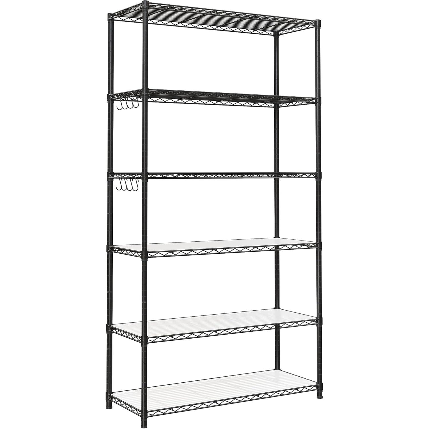 Metalna polica na 6 razina, podesive visine, 90 x 35 x 177 cm, crna | SONGMICS-vitahome.hr