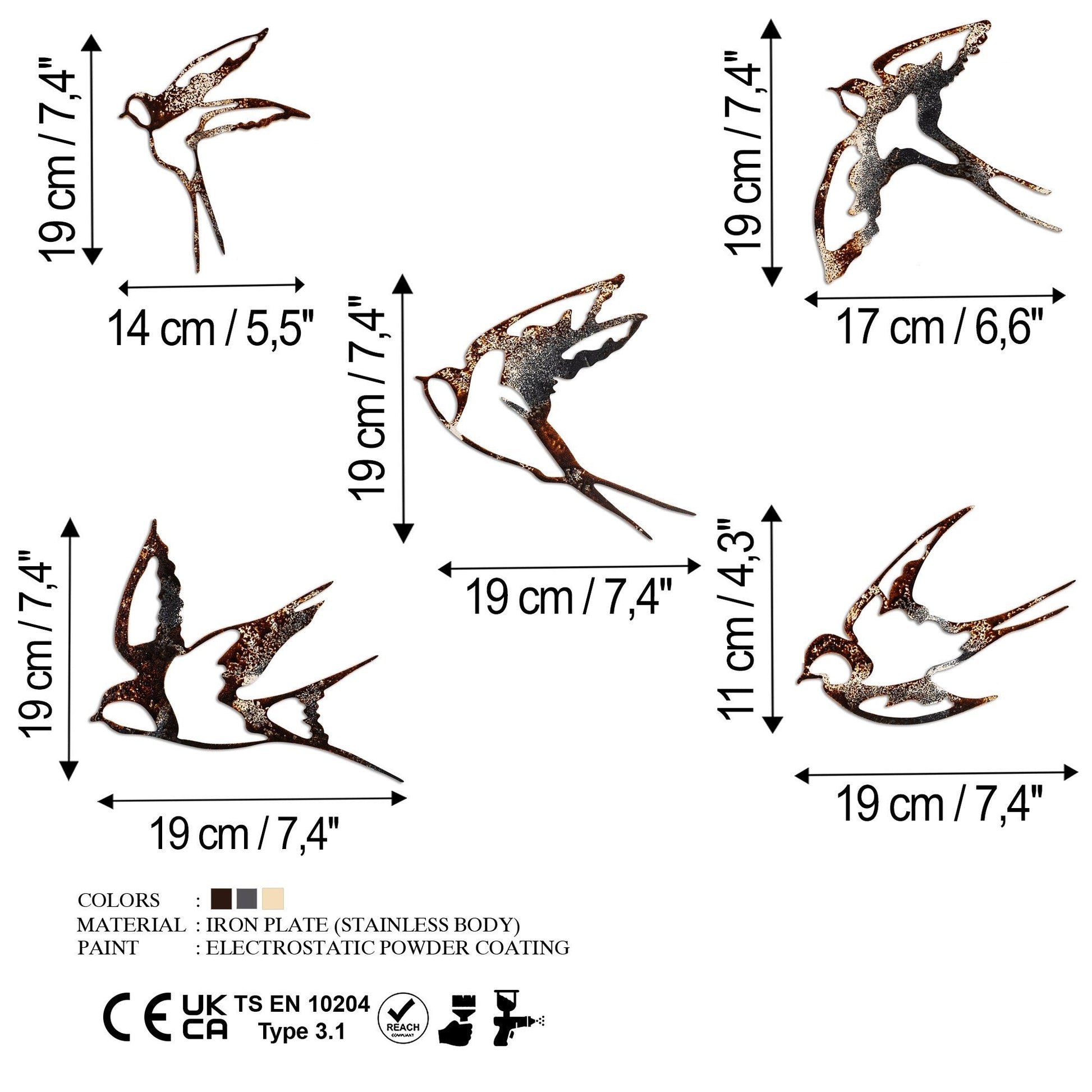 Metalna zidna dekoracija, Birds-2 | AG-vitahome.hr