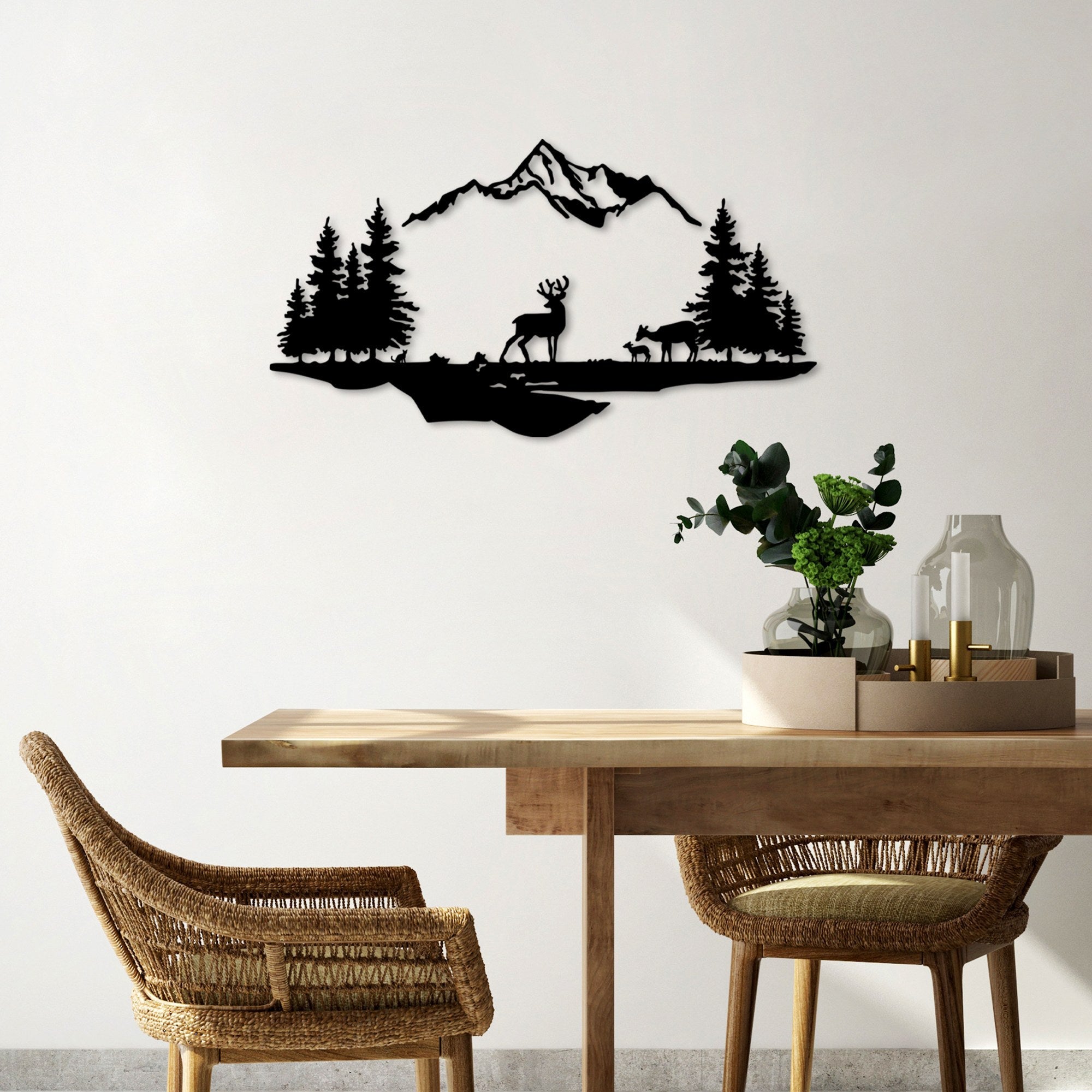 Metalna zidna dekoracija, Deer And Landscape - 1 | AG-vitahome.hr