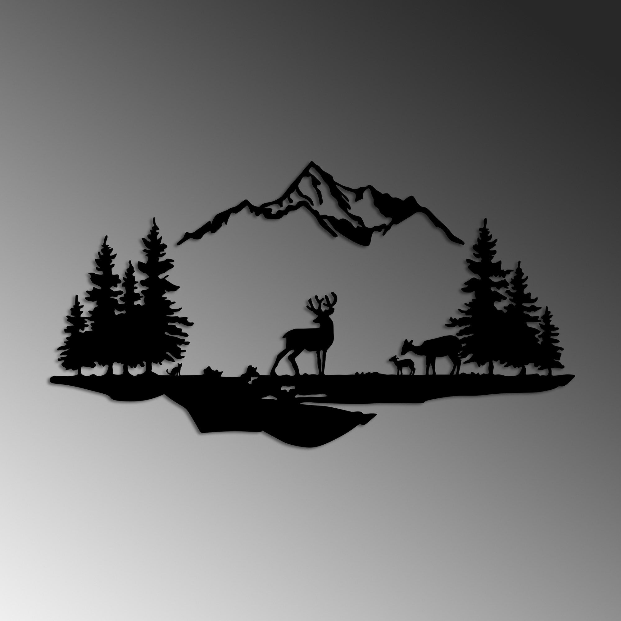 Metalna zidna dekoracija, Deer And Landscape - 1 | AG-vitahome.hr