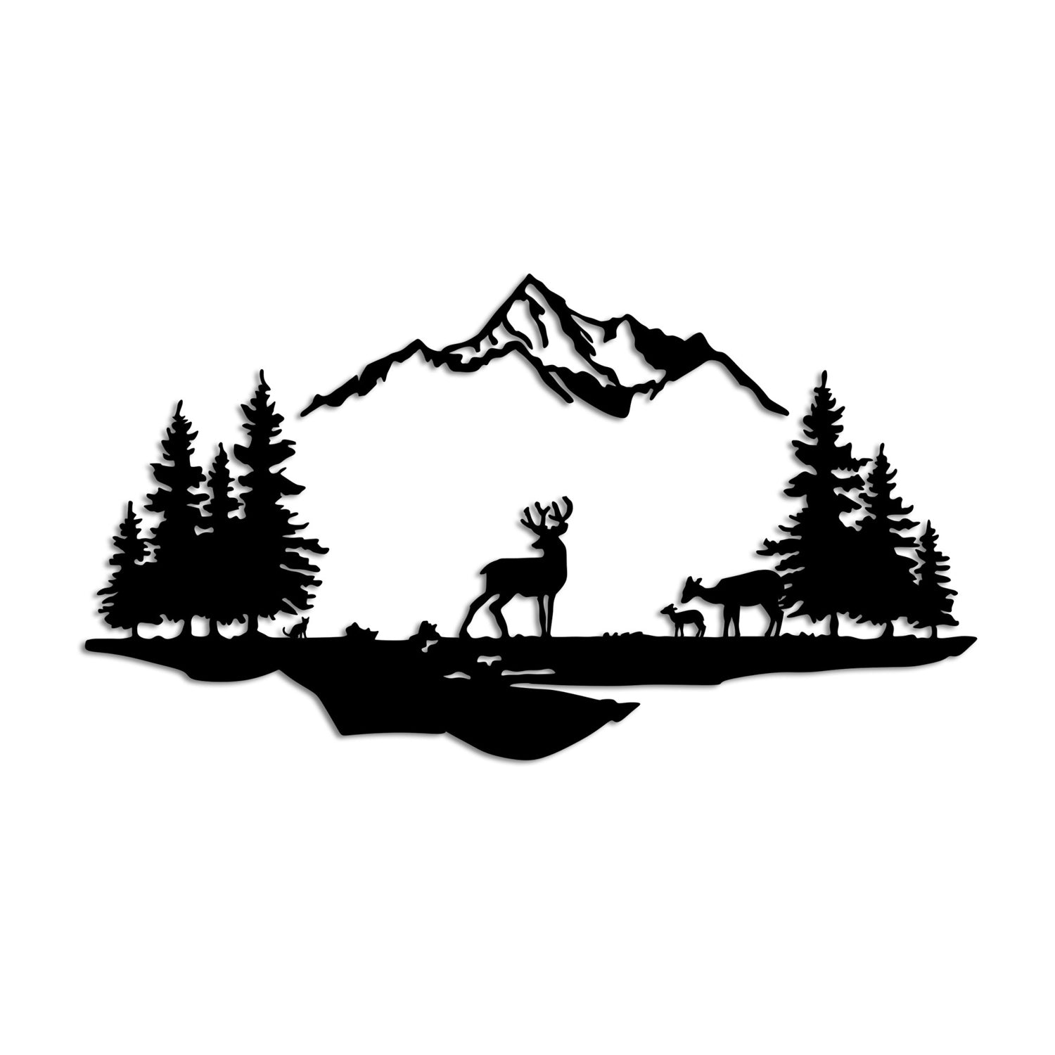 Metalna zidna dekoracija, Deer And Landscape - 1 | AG-vitahome.hr