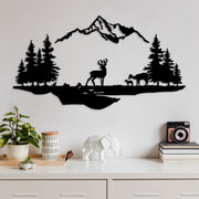 Metalna zidna dekoracija, Deer And Landscape - 1 | AG-vitahome.hr