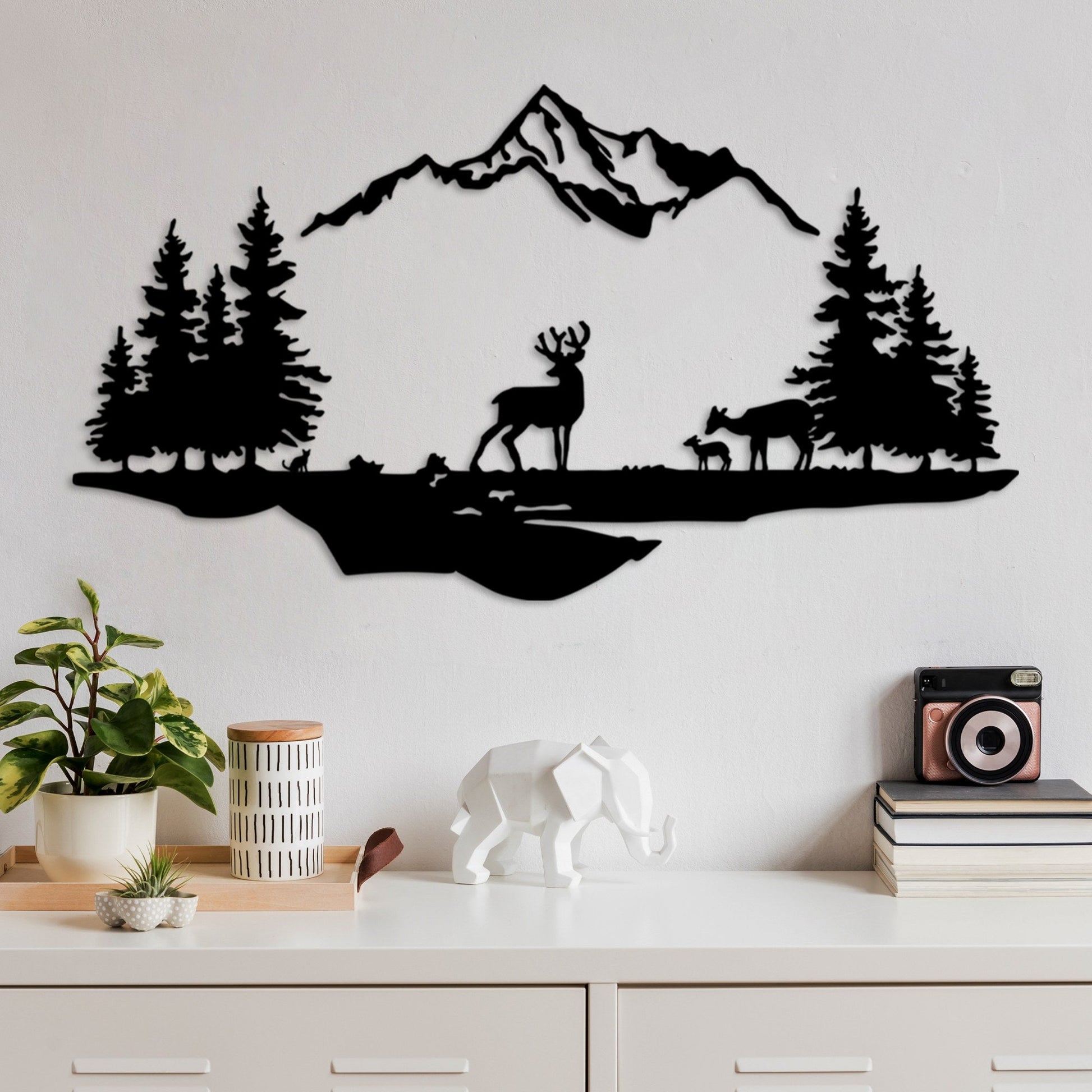 Metalna zidna dekoracija, Deer And Landscape - 1 | AG-vitahome.hr