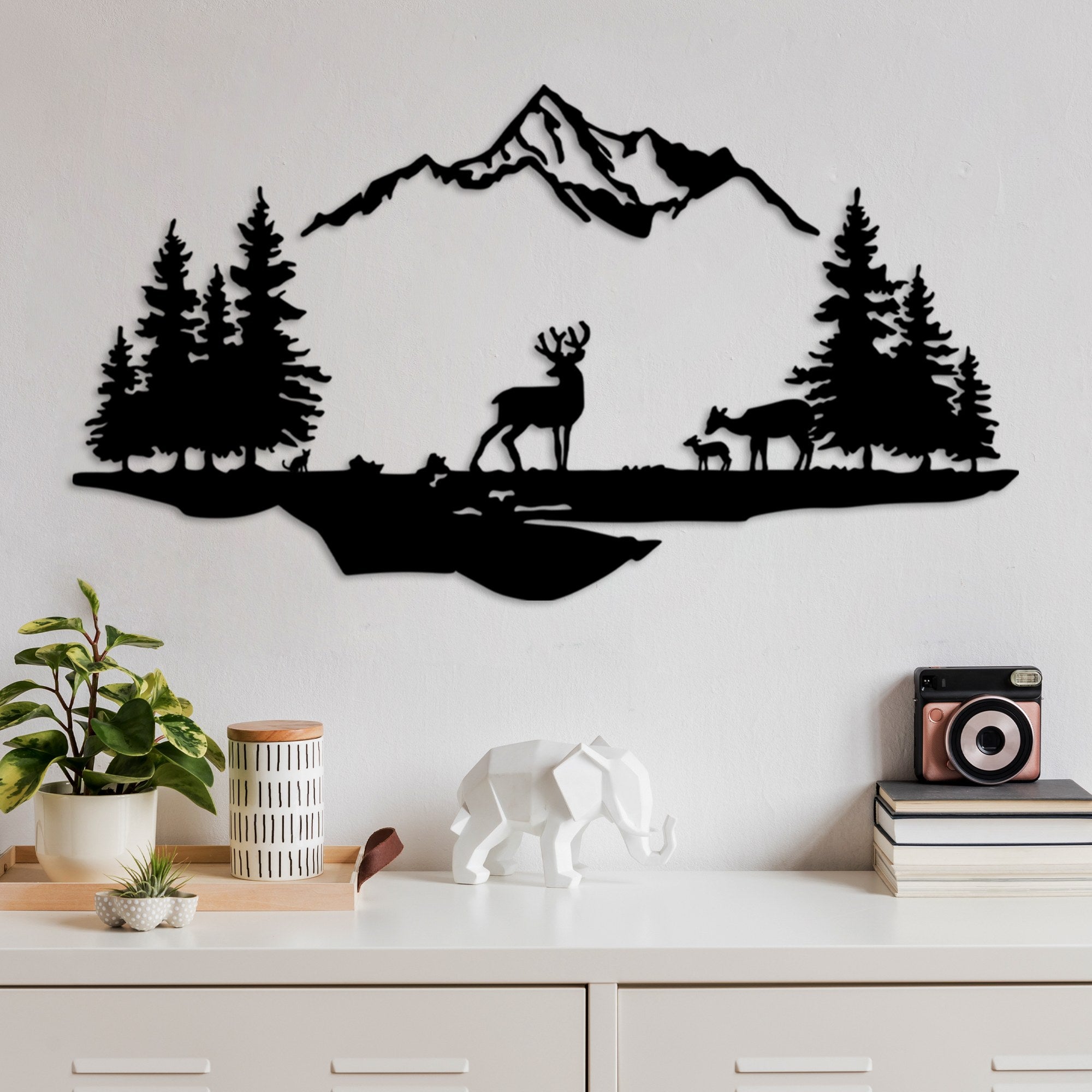 Metalna zidna dekoracija, Deer And Landscape - 1 | AG-vitahome.hr