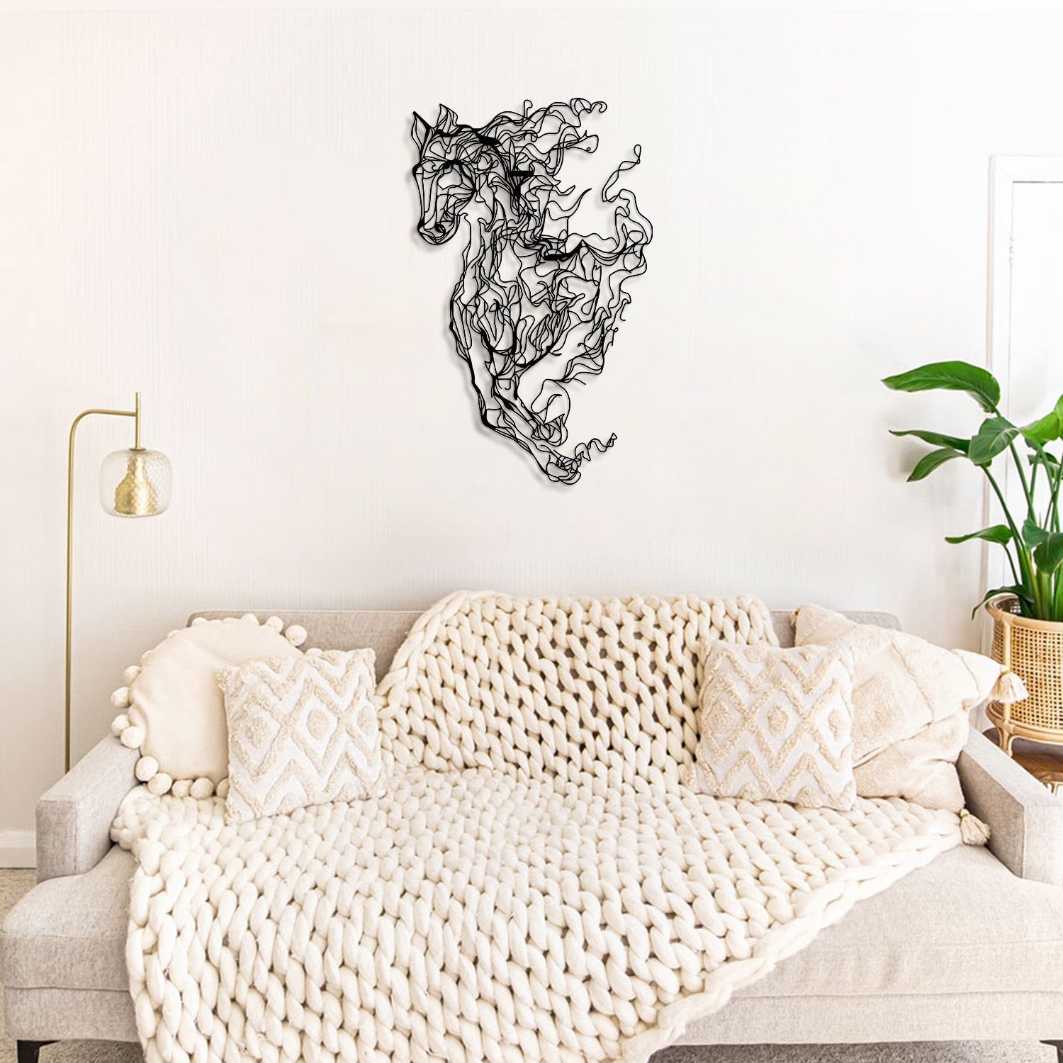 Metalna zidna dekoracija, Metal Horse Line Art - APT724 | AG-vitahome.hr