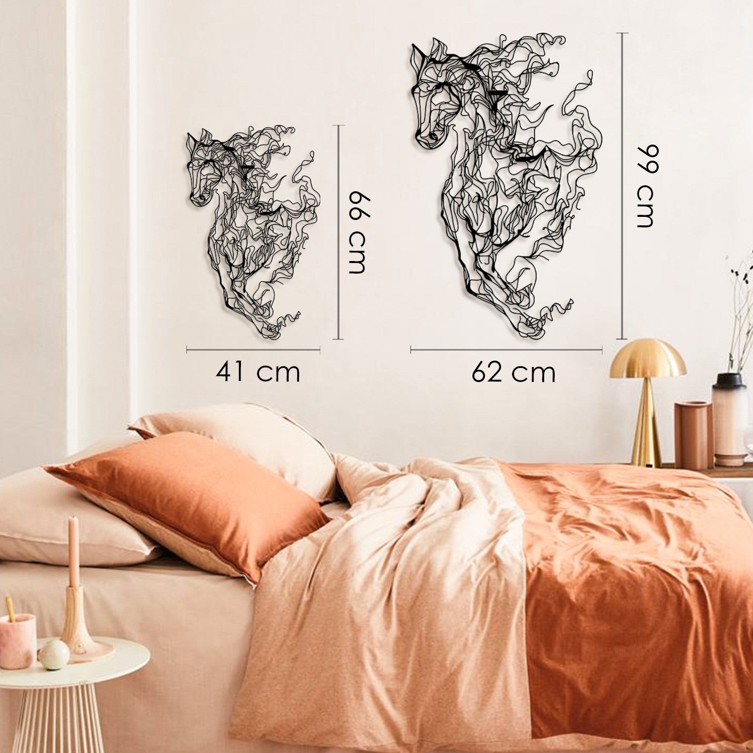 Metalna zidna dekoracija, Metal Horse Line Art - APT724 | AG-vitahome.hr